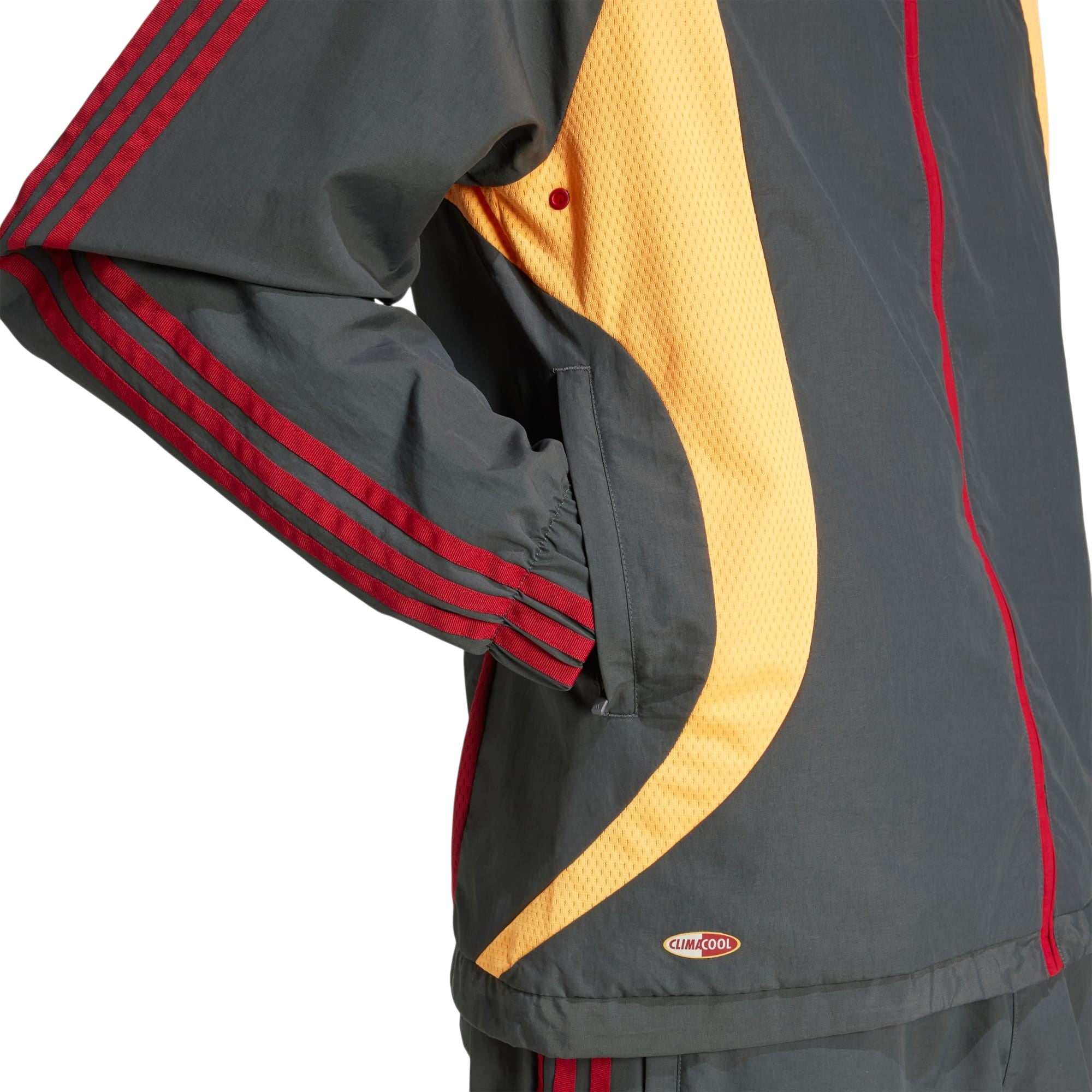 adidas Originals Men's Climacool Track Top - Grey Six / Flash Orange / Team Victory Red