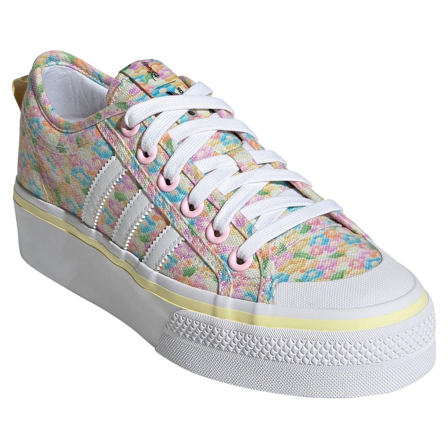 adidas Originals Womens Disney Nizza Platform Shoes - Clear Pink / Cloud White - ViaductClothing - -