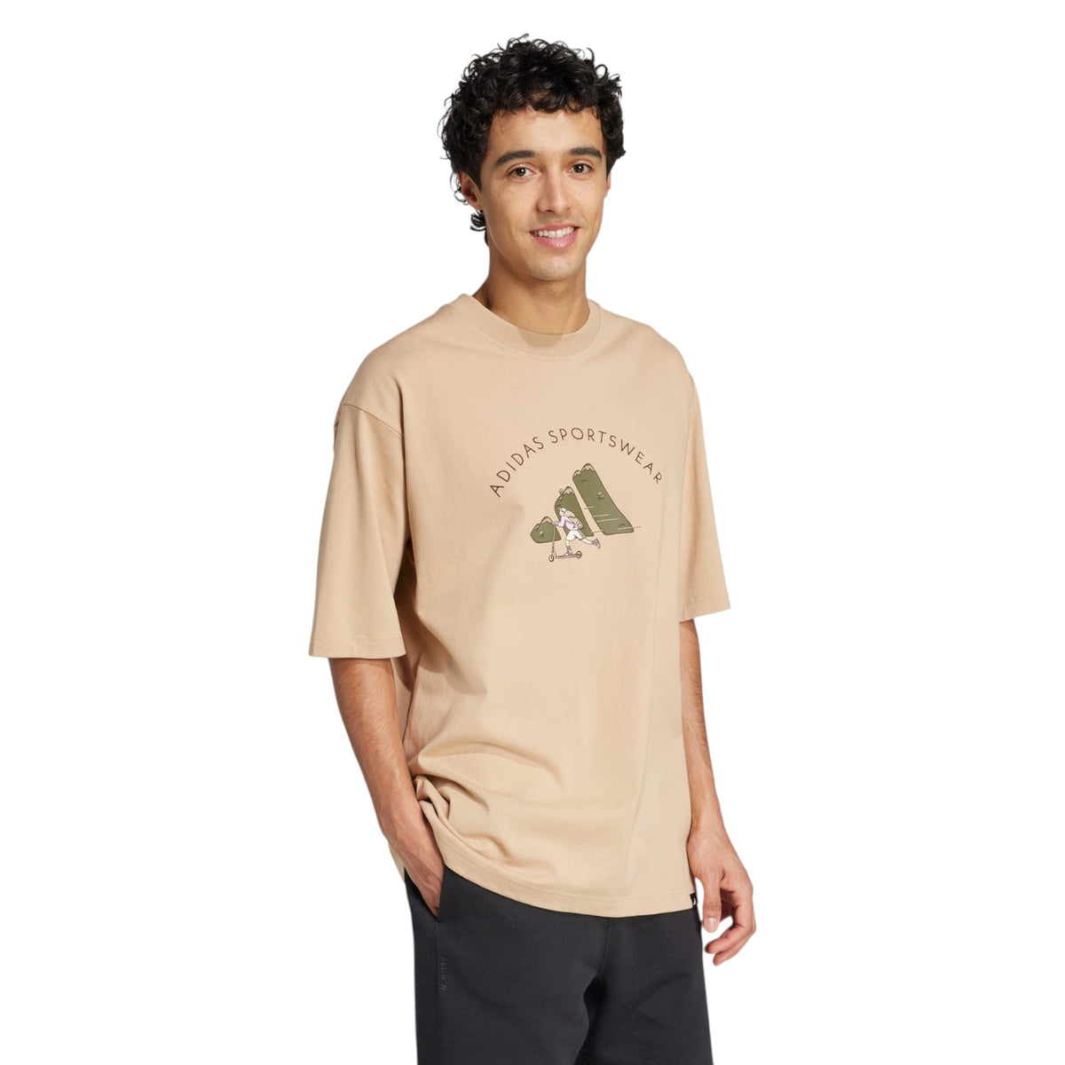 adidas Men's Codes Doodle Scooter Graphic Tee - Beige