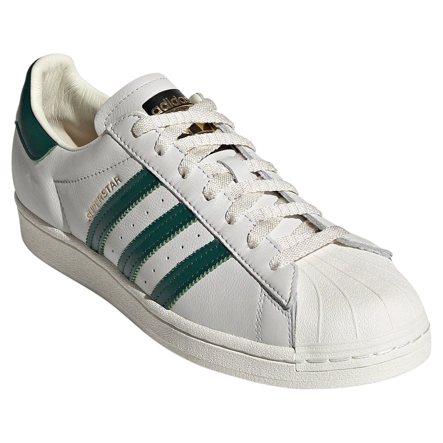 adidas Originals Superstar Trainers - Off White / Collegiate Green - ViaductClothing - -