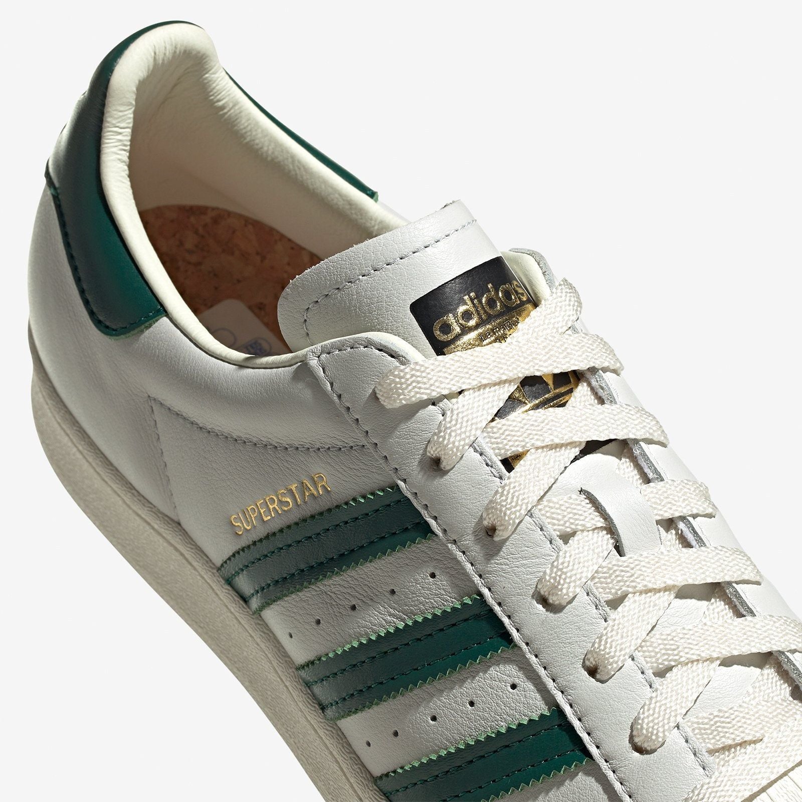 adidas Originals Superstar Trainers - Off White / Collegiate Green - ViaductClothing - -