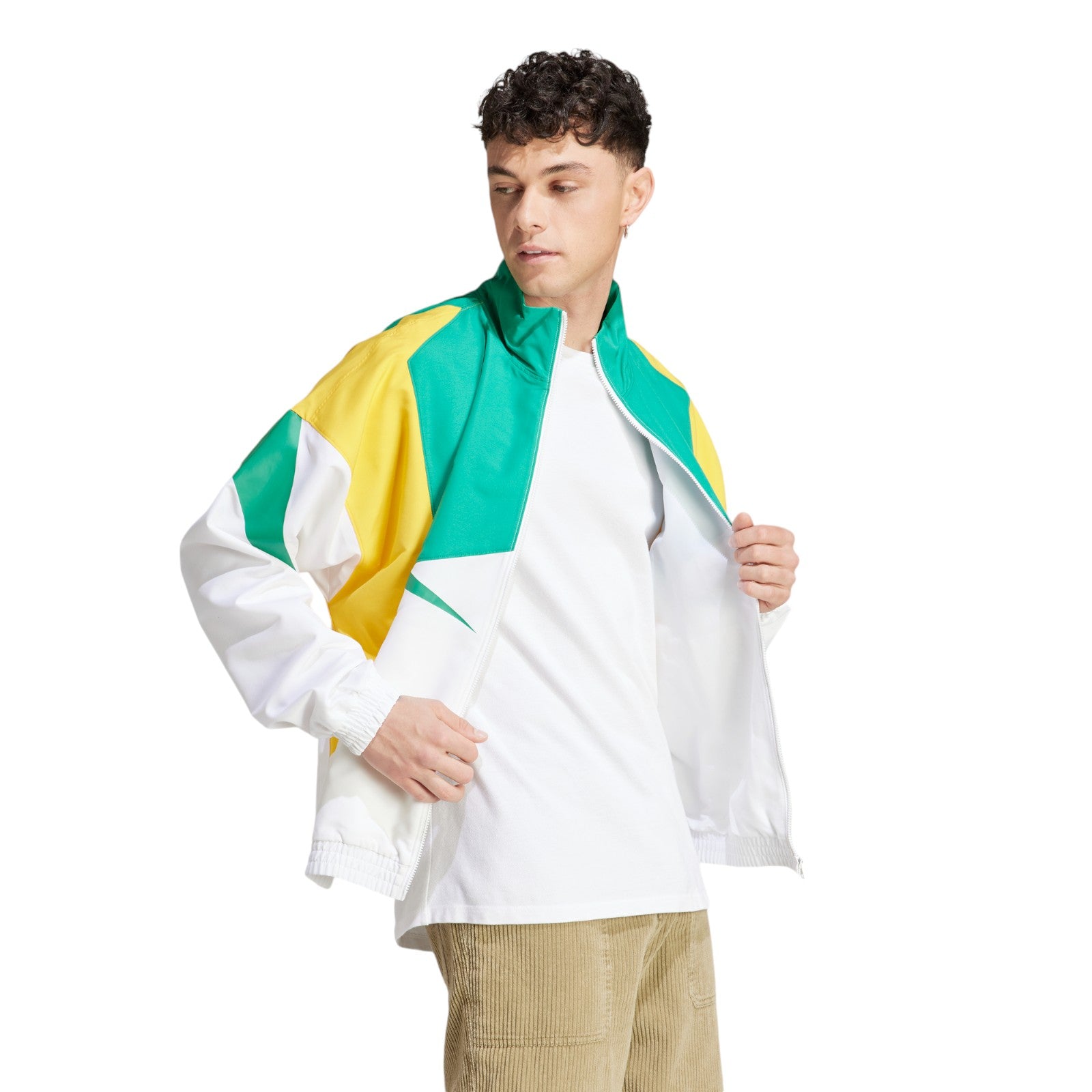 adidas Colourblock Track Top Jacket - White / Court Green