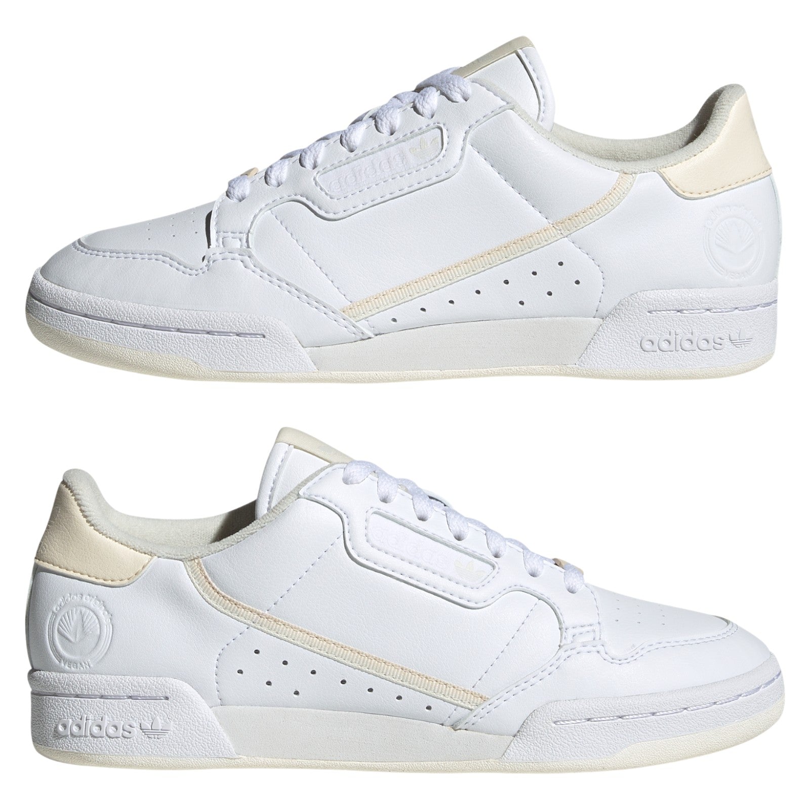adidas Originals Womens Continental 80 Vegan Shoes - Cloud White / Ecru Tint