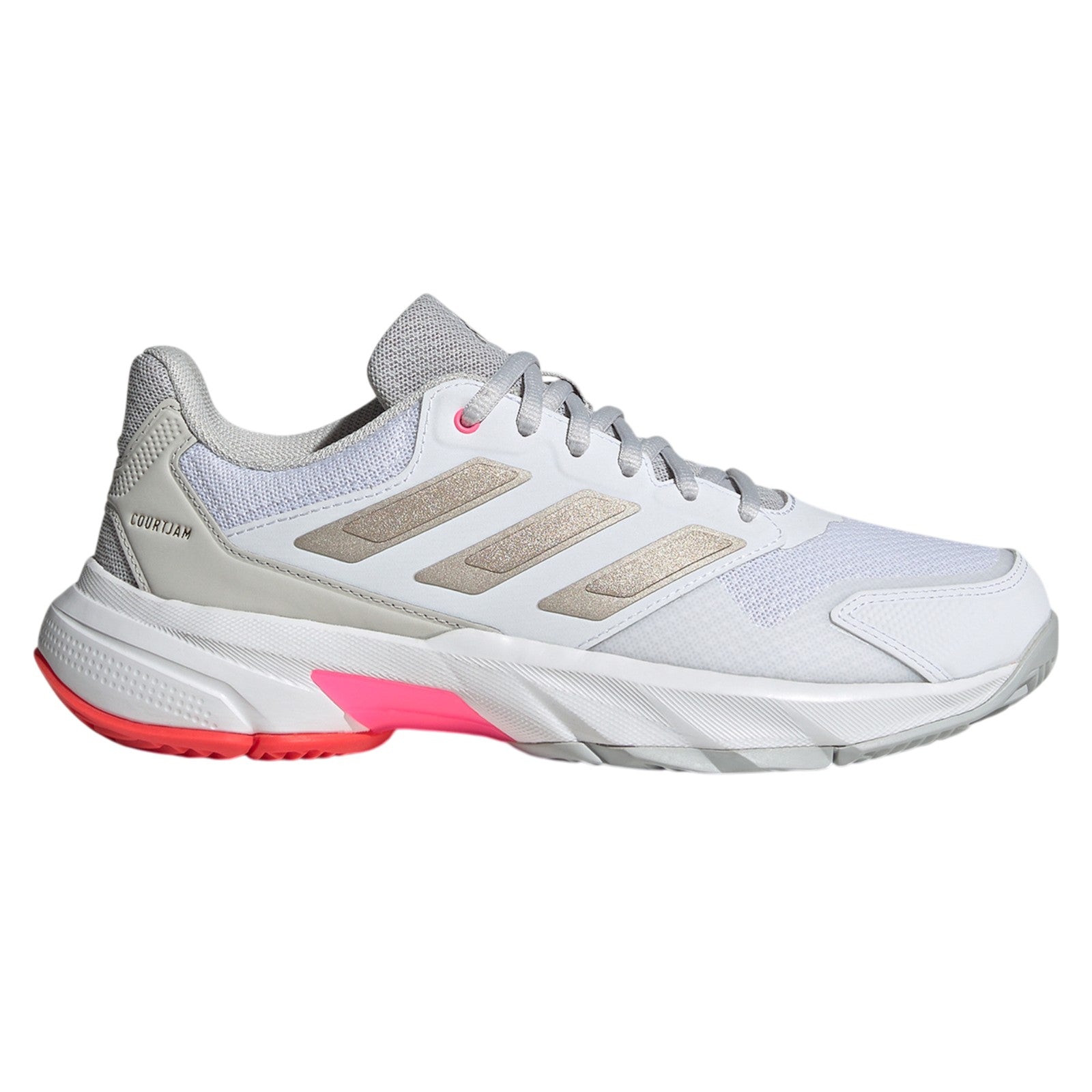 adidas Womens Courtjam Control 3 Tennis Shoes - Cloud White / Iron Metalic
