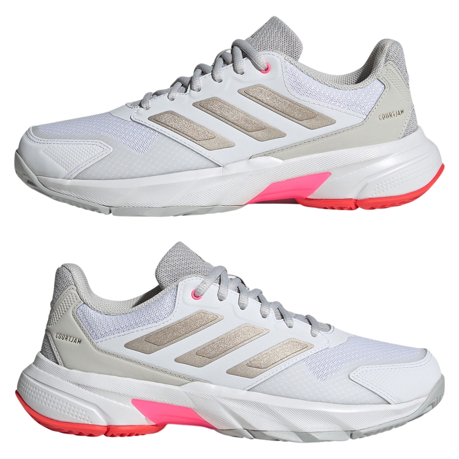adidas Womens Courtjam Control 3 Tennis Shoes - Cloud White / Iron Metalic