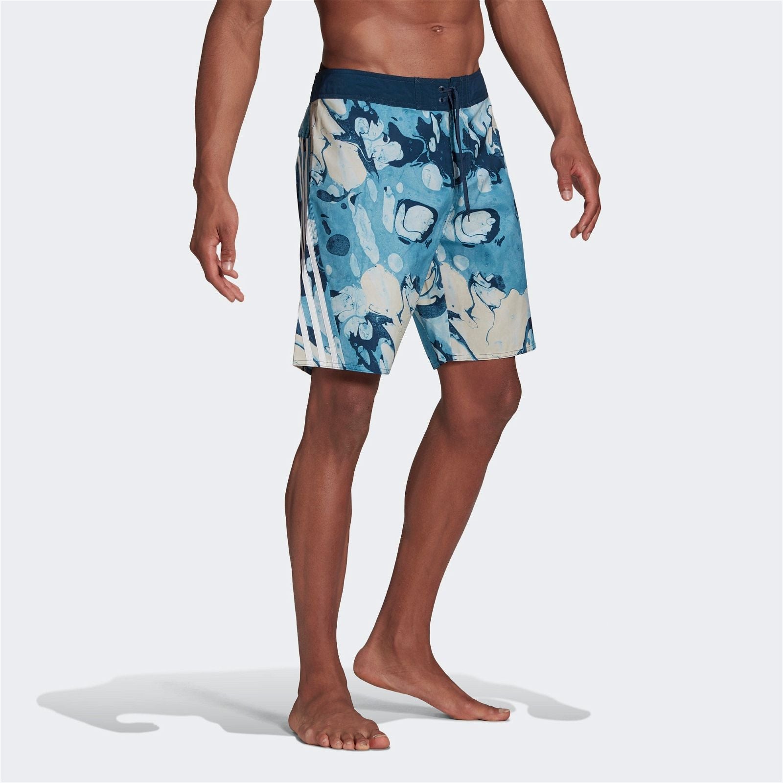 adidas Knee-Length Graphic Board Shorts - Hazy Blue / Crew Navy - ViaductClothing - -