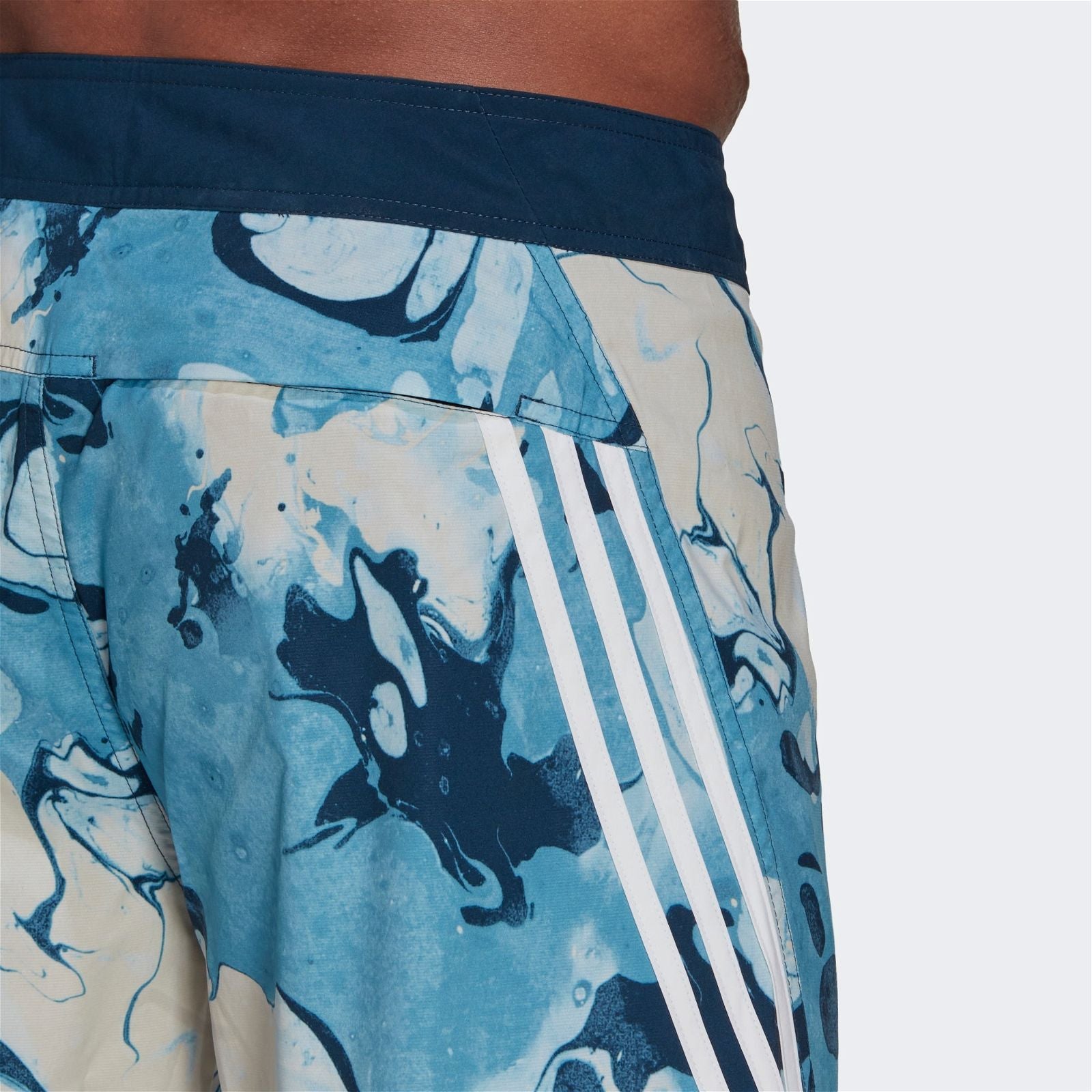 adidas Knee-Length Graphic Board Shorts - Hazy Blue / Crew Navy - ViaductClothing - -