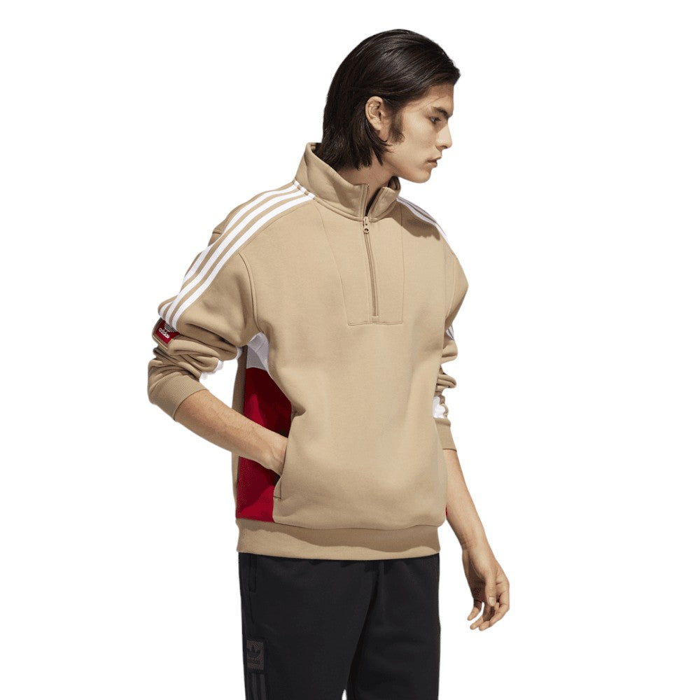 adidas Originals Modular Fleece Half Zip Sweat Top - Hemp