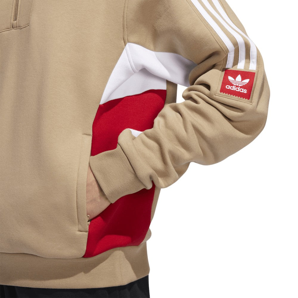 adidas Originals Modular Fleece Half Zip Sweat Top - Hemp