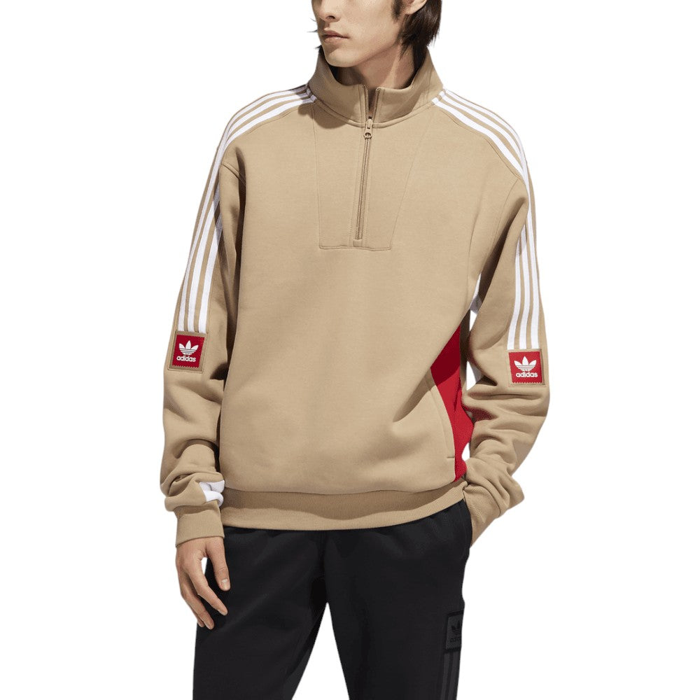 adidas Originals Modular Fleece Half Zip Sweat Top - Hemp