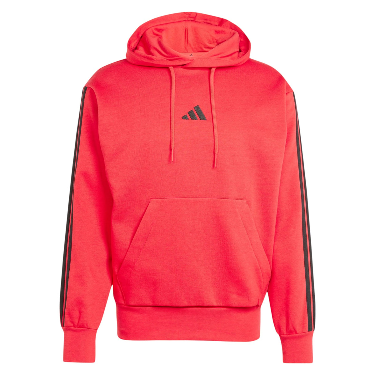 adidas Men's Essentials 3-Stripes Fleece Hoodie - Red