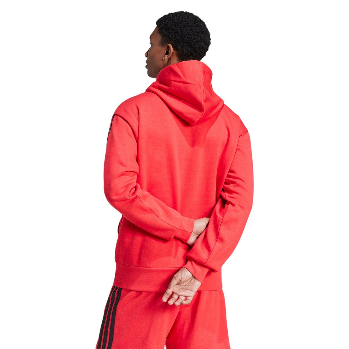 adidas Men's Essentials 3-Stripes Fleece Hoodie - Red