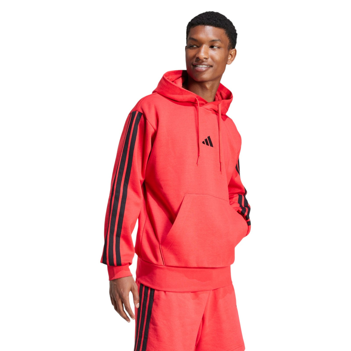 adidas Men's Essentials 3-Stripes Fleece Hoodie - Red