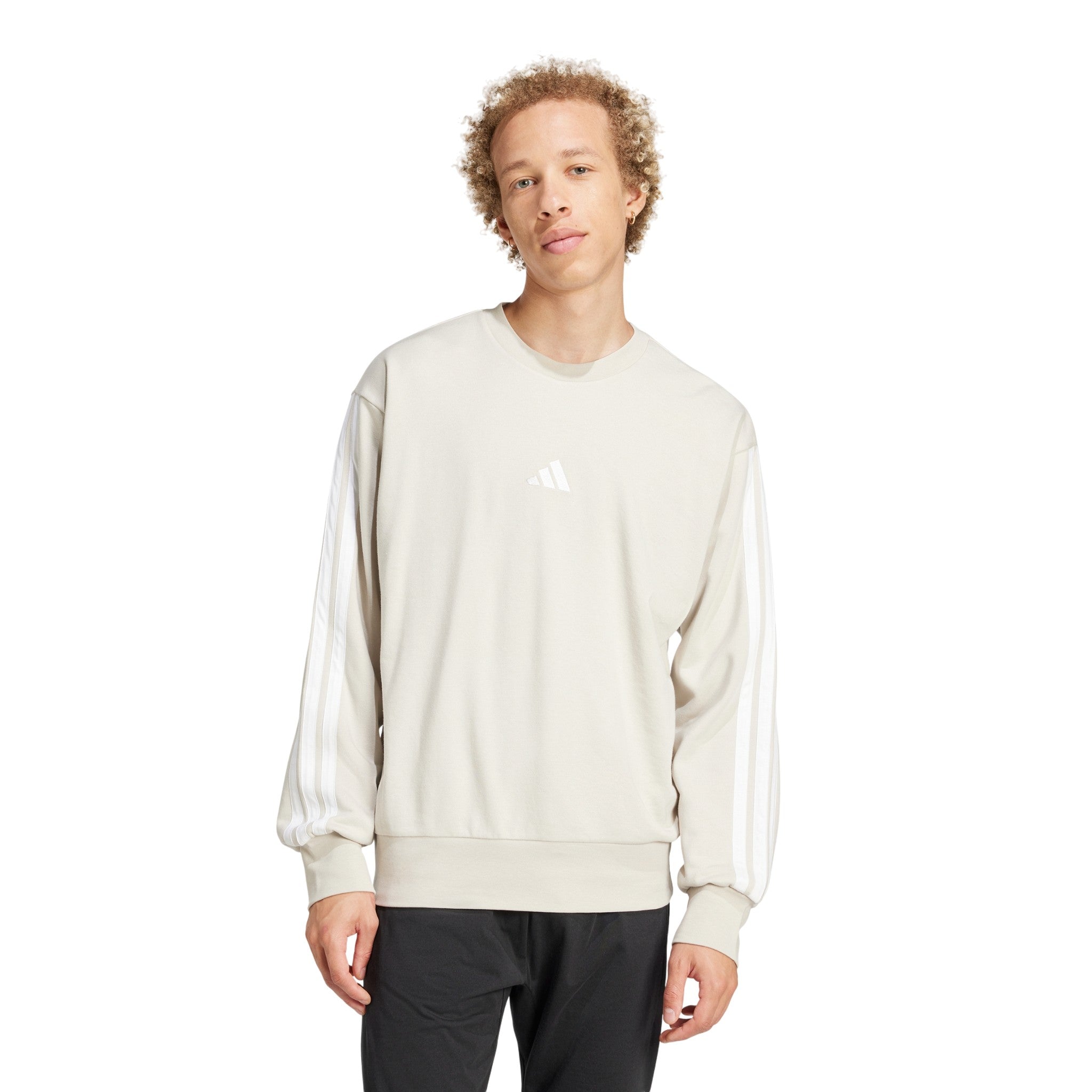 adidas Essentials 3-Stripes French Terry Sweatshirt - Beige