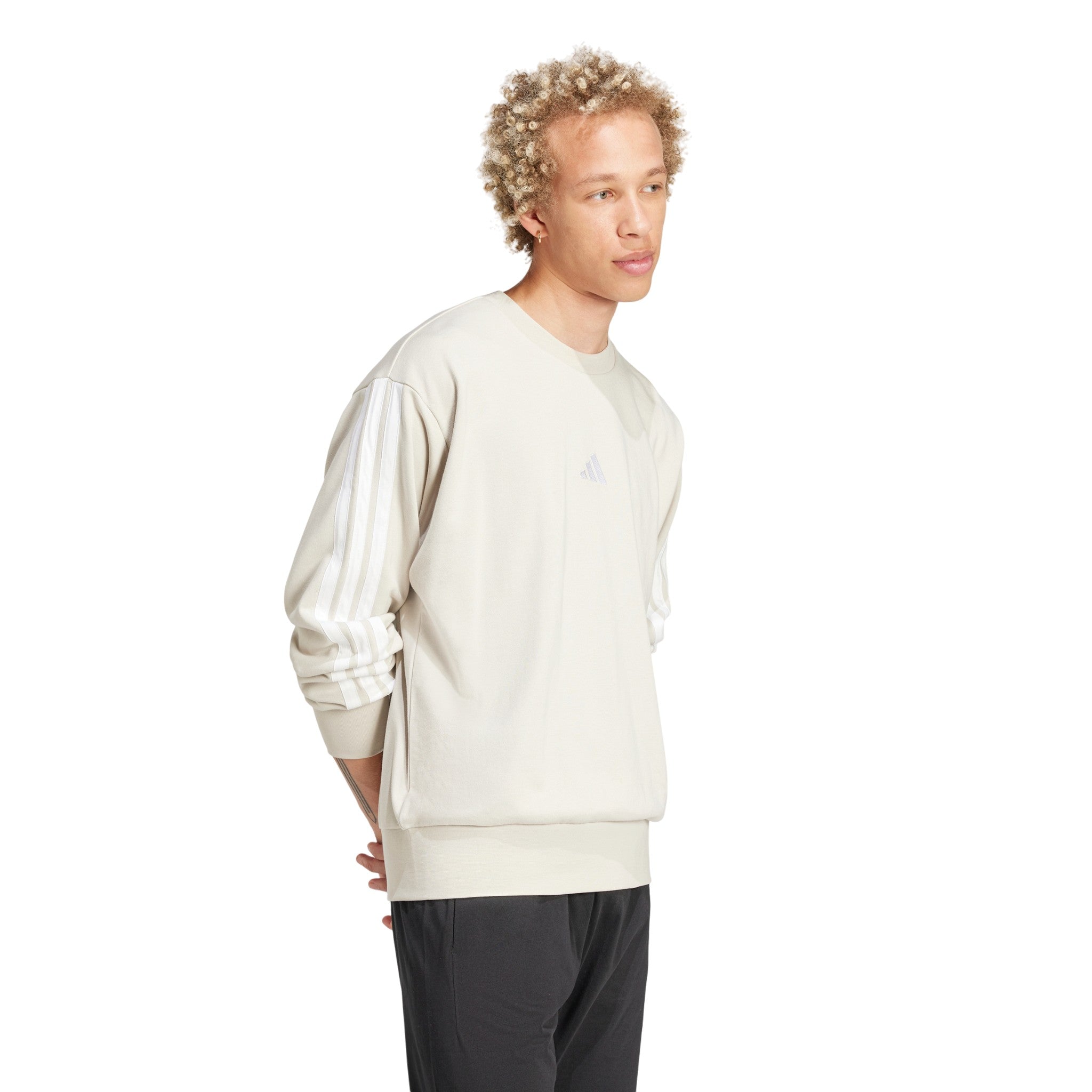 adidas Essentials 3-Stripes French Terry Sweatshirt - Beige