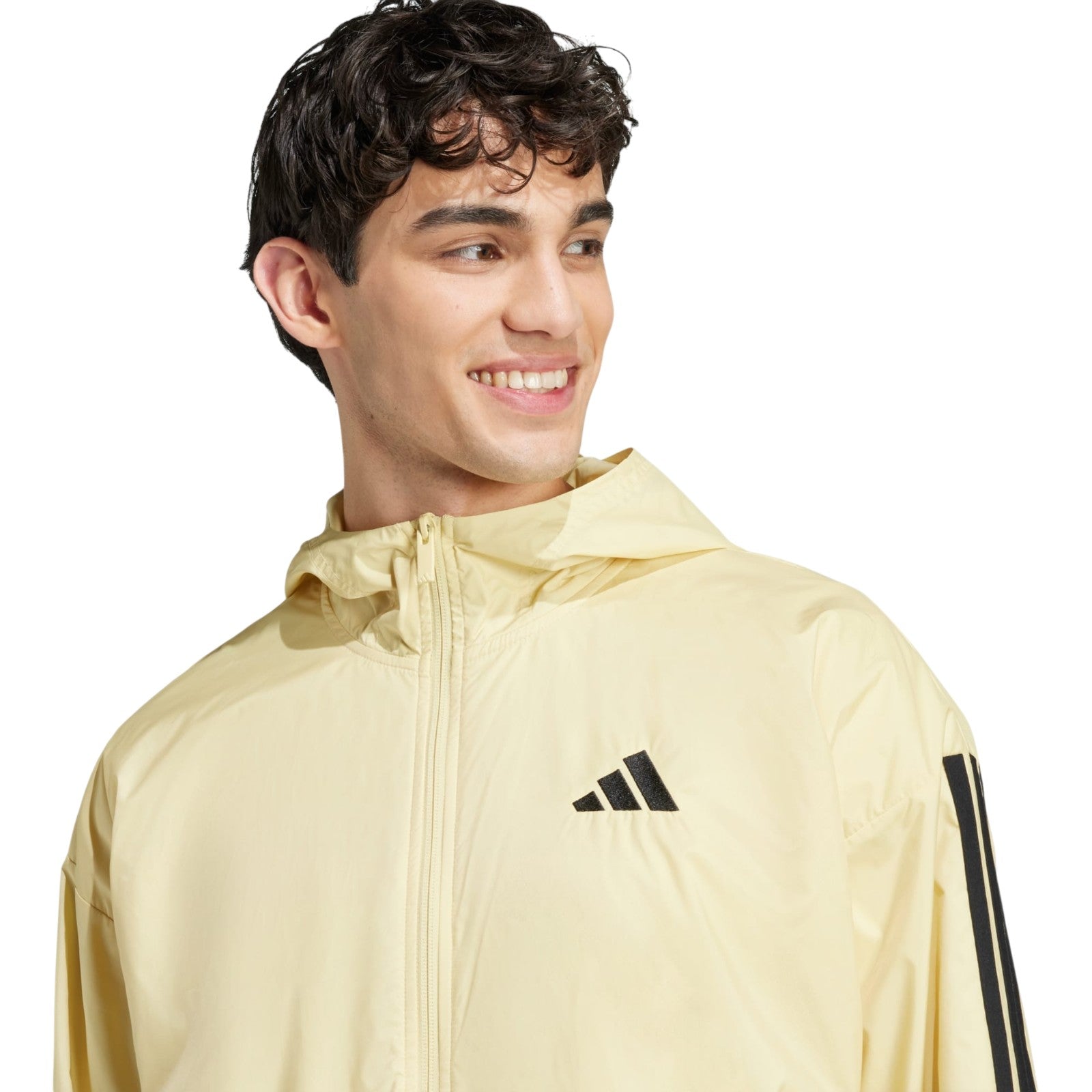 adidas Men's 3-Stripes Windbreaker - Powder Yellow