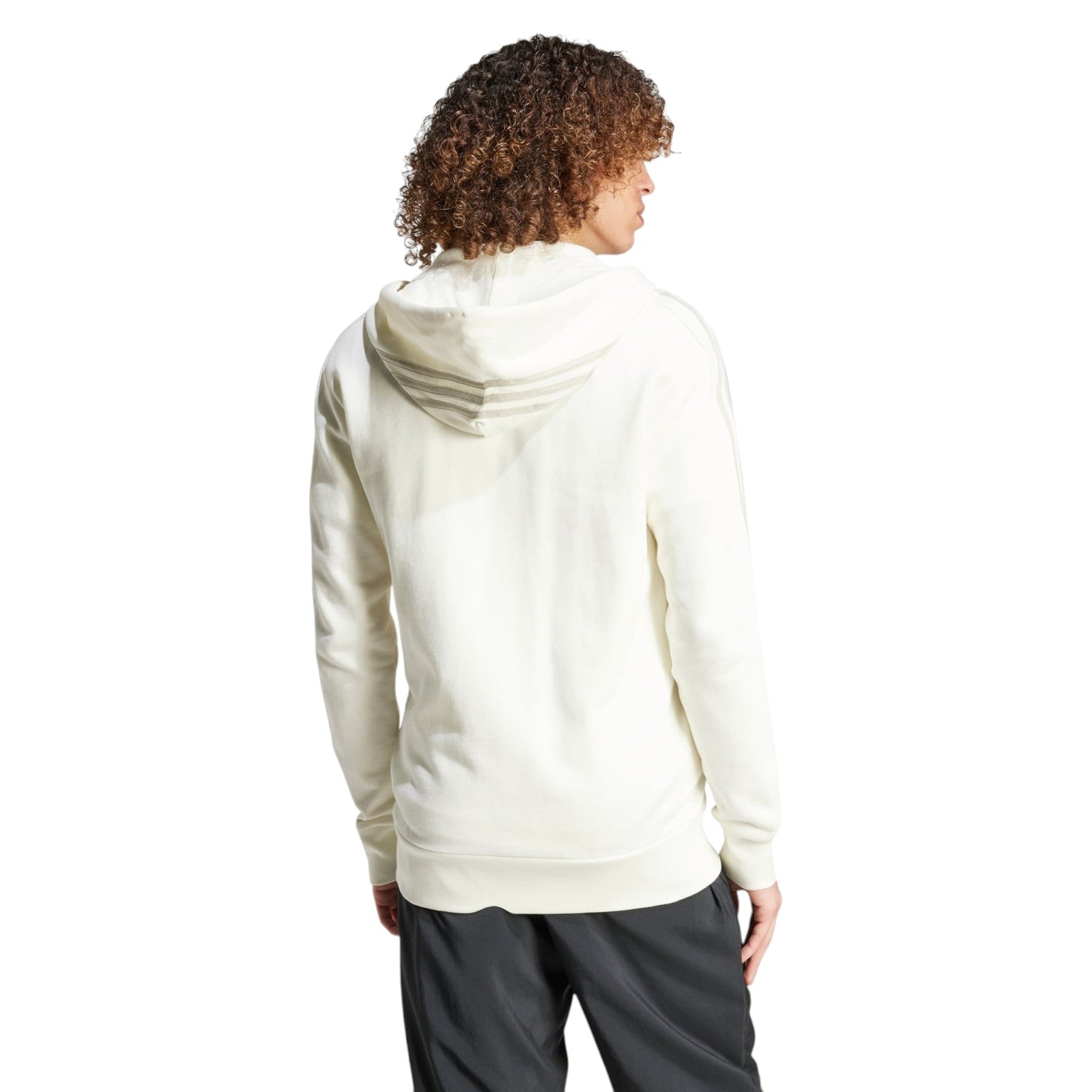 adidas Men's Essentials French Terry 3-Stripes Full-Zip Hoodie - White