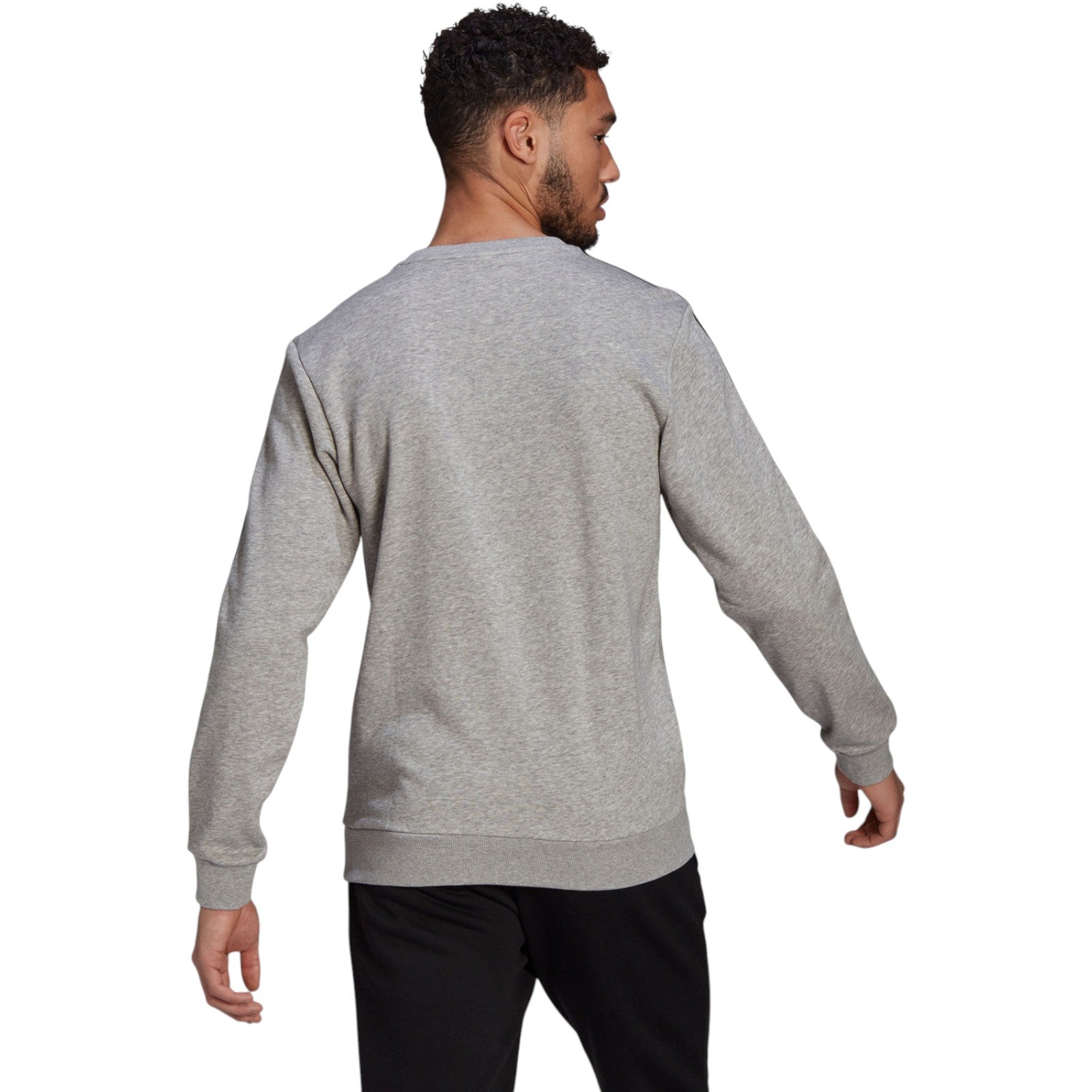 adidas Men's Essentials French Terry 3-Stripes Sweatshirt - Grey
