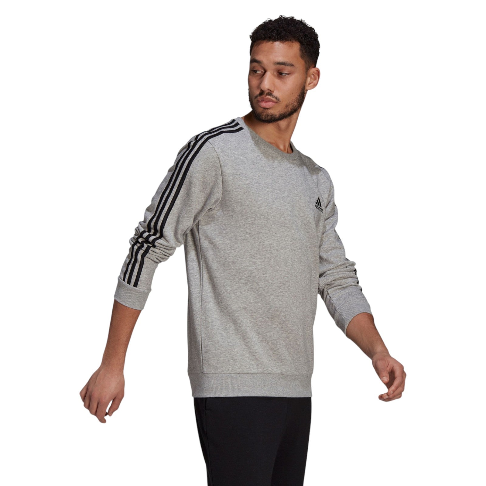 adidas Men's Essentials French Terry 3-Stripes Sweatshirt - Grey
