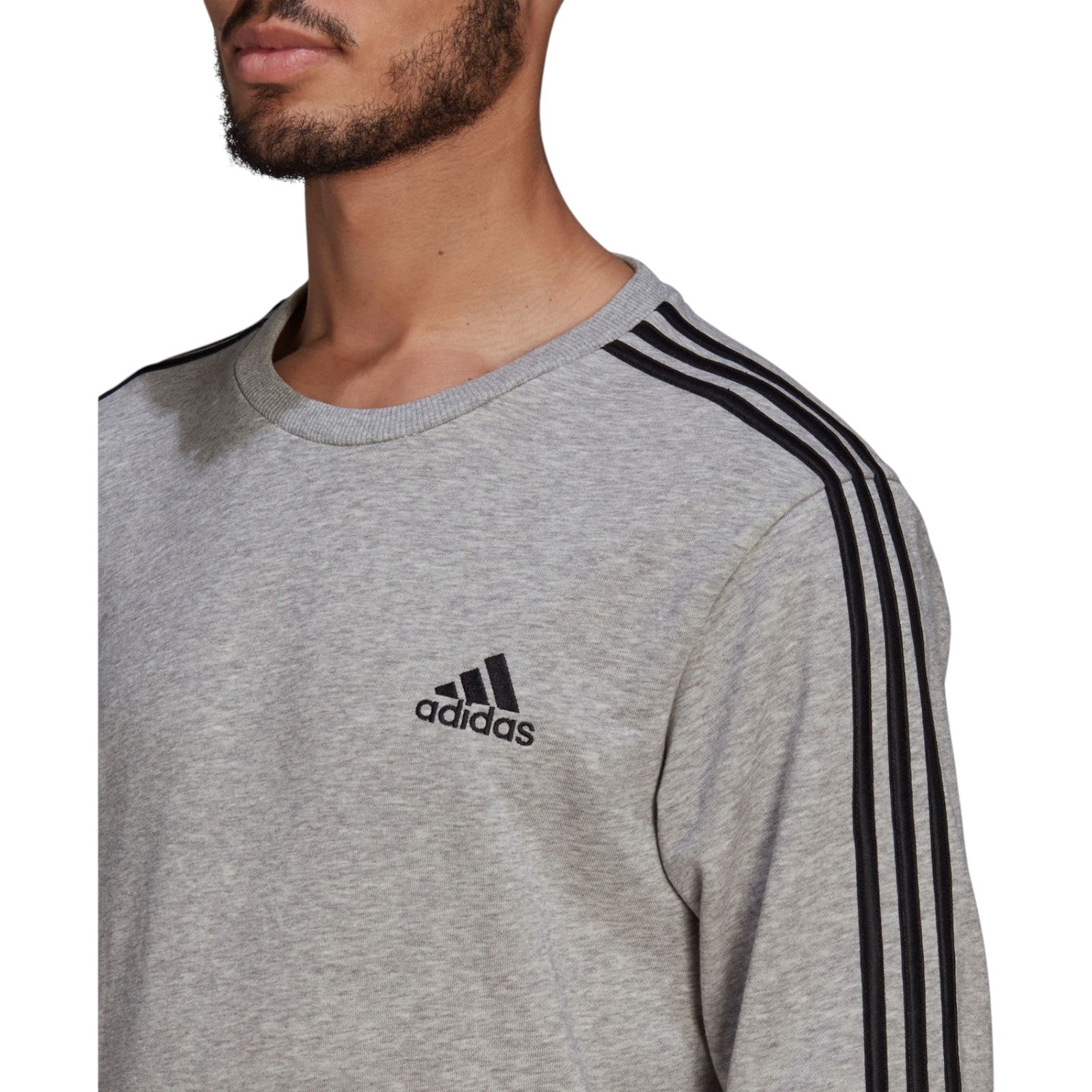 adidas Men's Essentials French Terry 3-Stripes Sweatshirt - Grey
