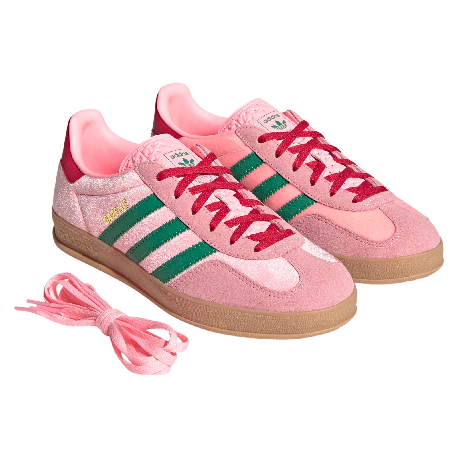 adidas Originals Womens Gazelle Indoor Shoes - Glow Pink / Court Green
