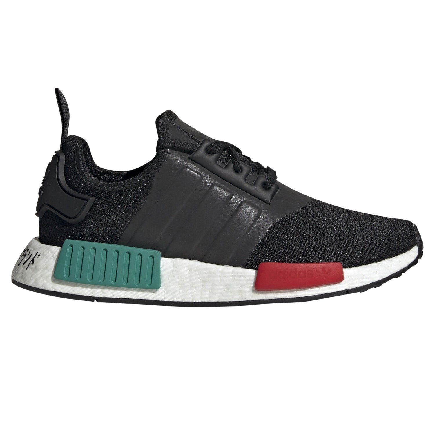 adidas Originals Junior NMD R1 Shoes - Black / Glory Green - ViaductClothing - -