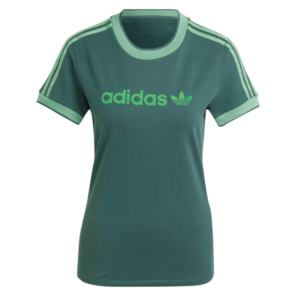 adidas Originals Graphic Badge Slim 3-Stripes Tee - Green