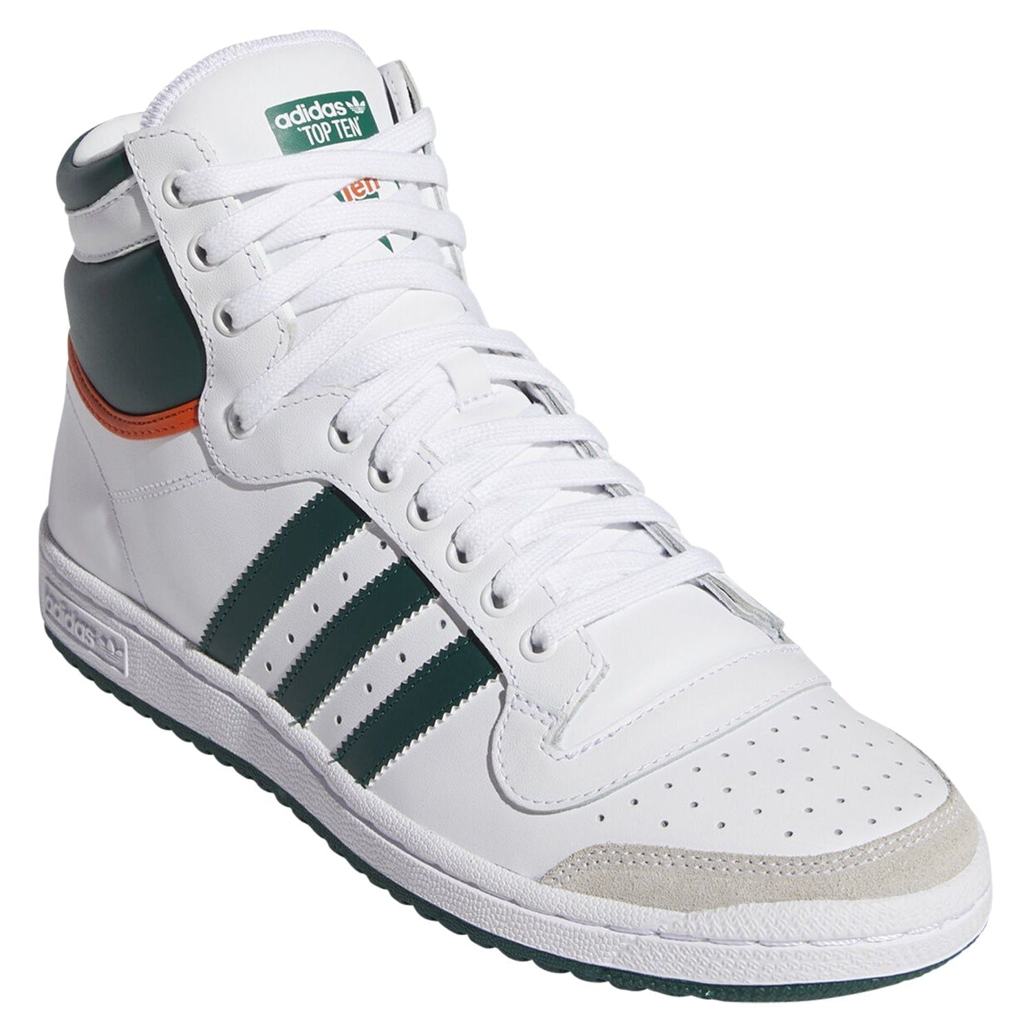 adidas Originals Top Ten Hi Miami Hurricanes - White/Green - ViaductClothing - -