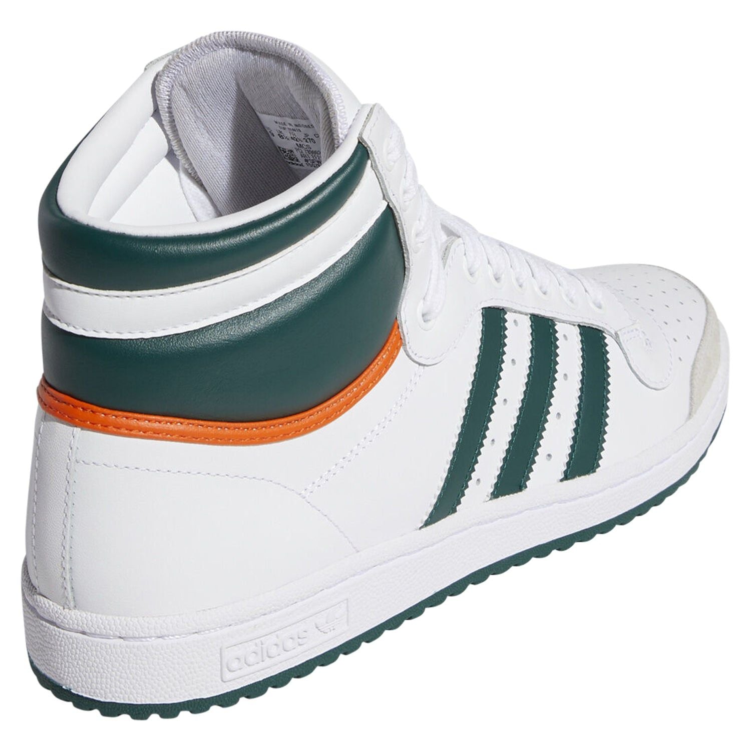 adidas Originals Top Ten Hi Miami Hurricanes - White/Green - ViaductClothing - -