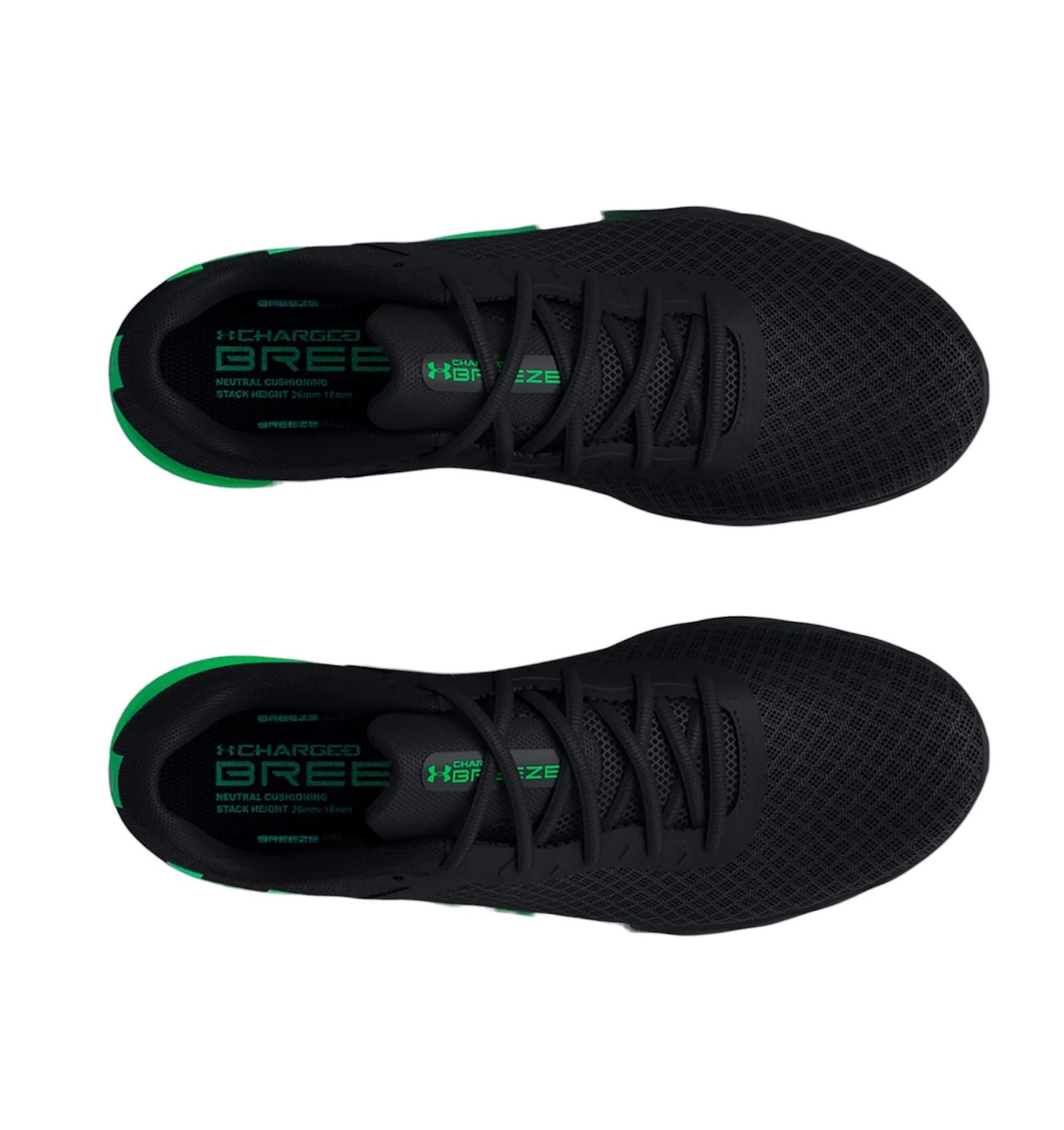 Under Armour UA Charged Breeze Running Shoes - Black / Green - ViaductClothing - -