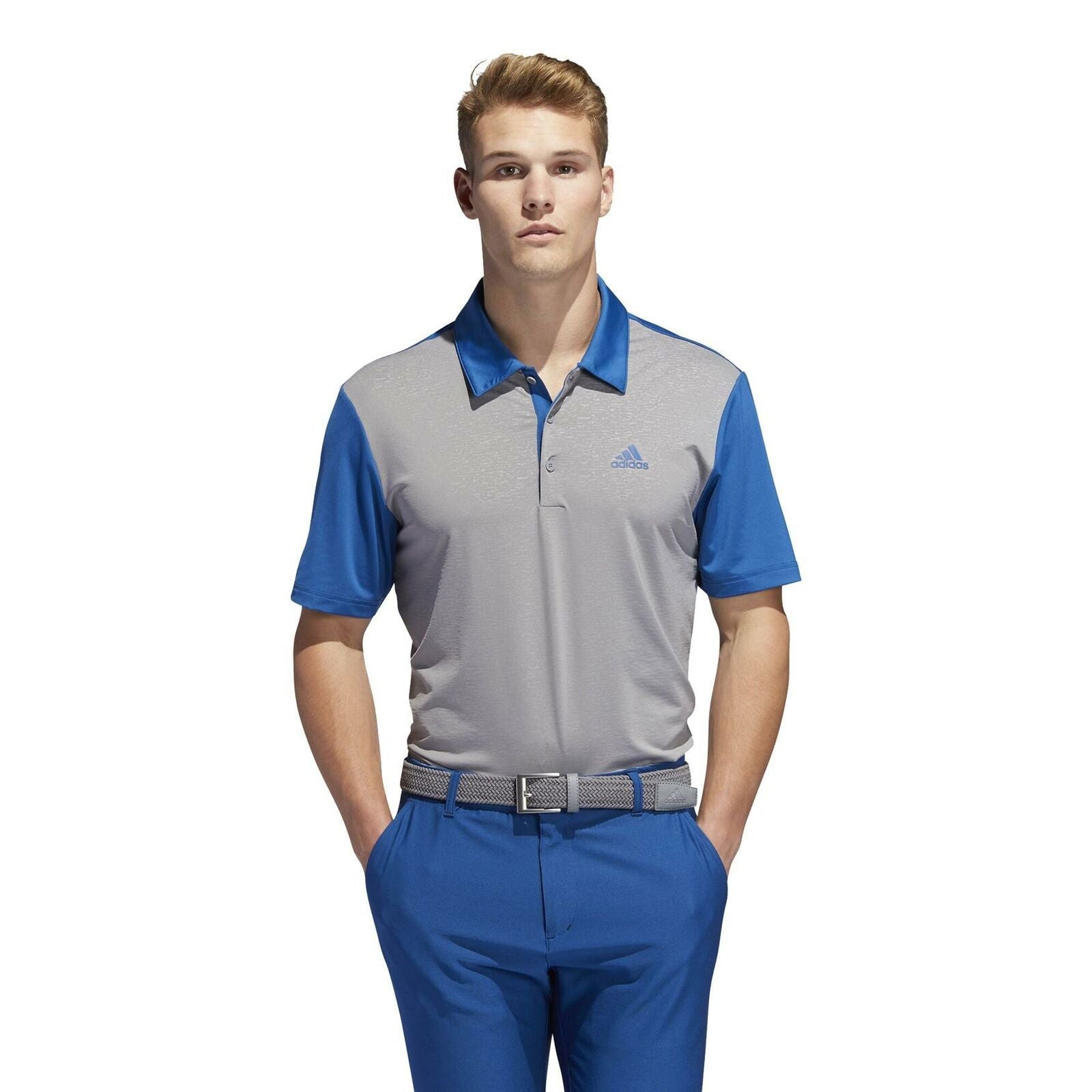 adidas Ultimate365 Camo-Embossed Polo Shirt - Blue/Grey - ViaductClothing - -