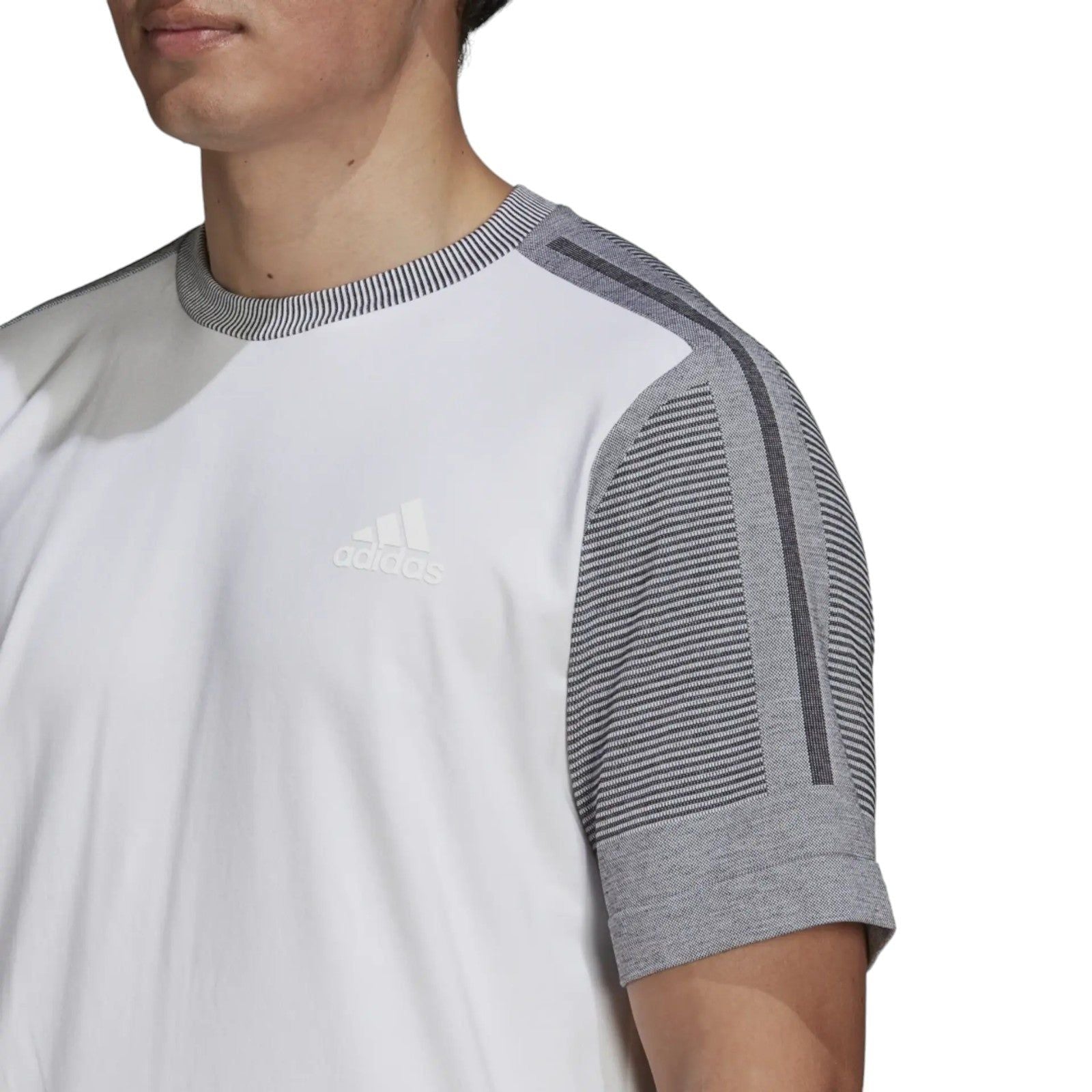 adidas Z.N.E. Sportswear Aeroknit T-Shirt - White/Grey - ViaductClothing - -