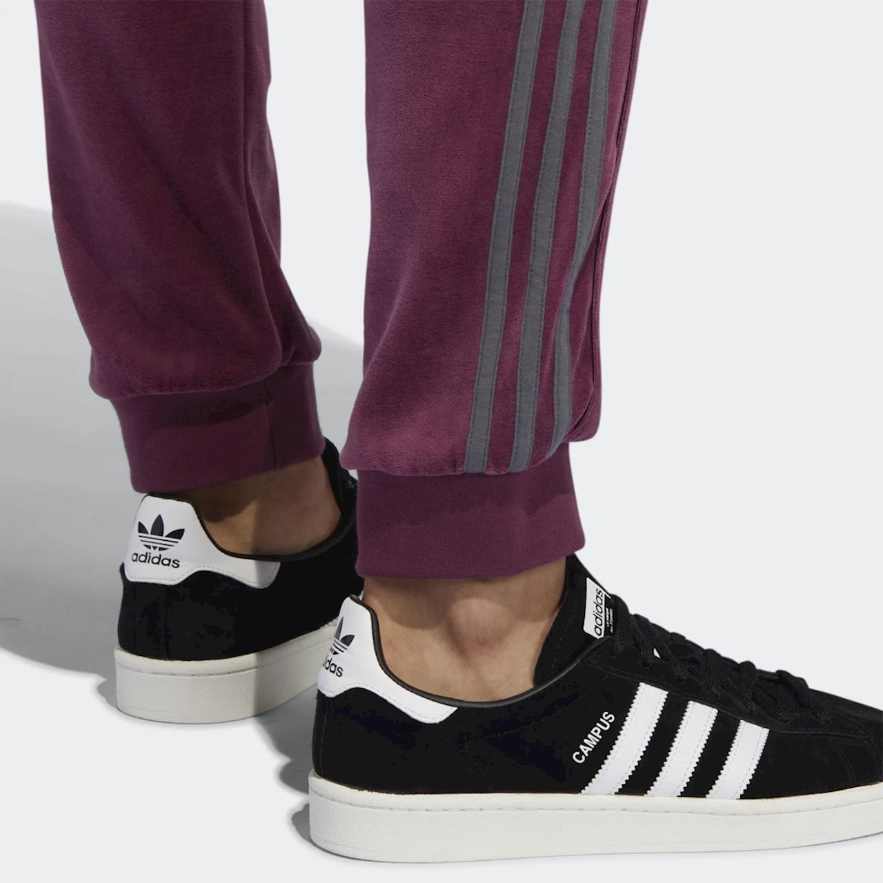adidas Originals SPRT Velour 3-Stripes Pants - Victory Crimson / Grey Six - ViaductClothing - -