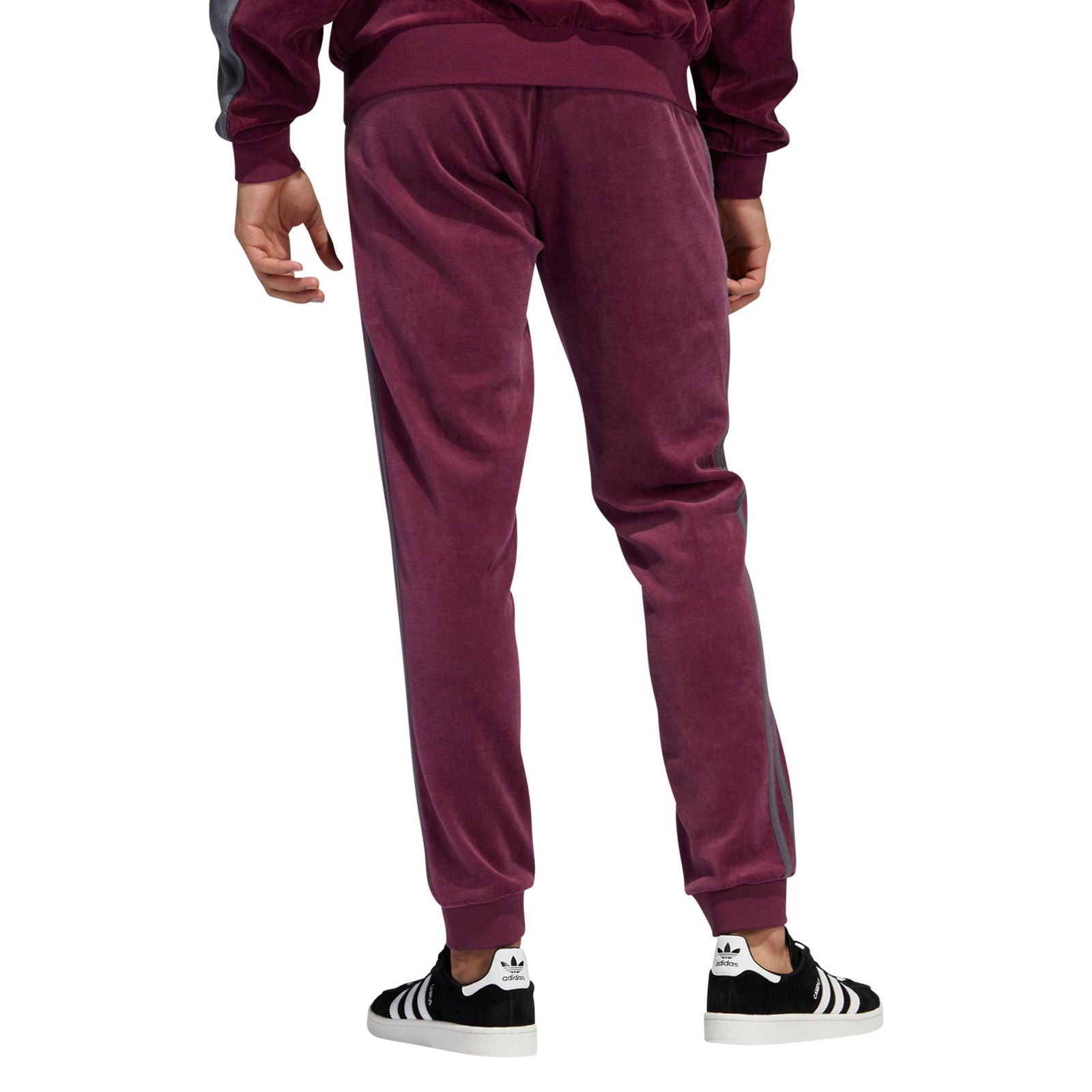 adidas Originals SPRT Velour 3-Stripes Pants - Victory Crimson / Grey Six - ViaductClothing - -