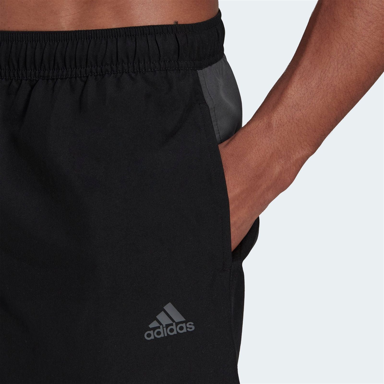 adidas Short Length Colorblock 3 Stripes Swim Shorts - Black / Grey Six - ViaductClothing - -