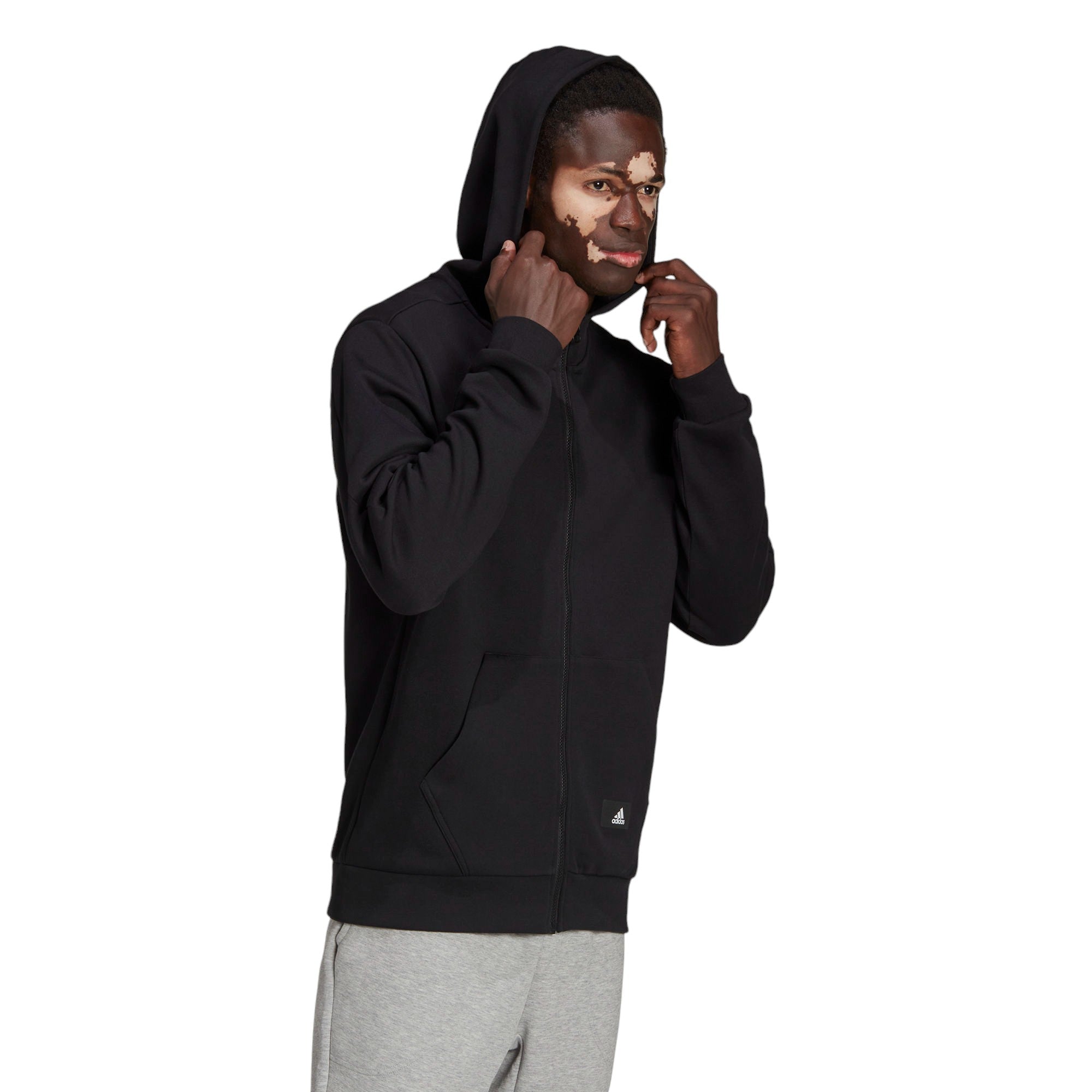adidas Future Icons Double Knit Full Zip Hoodie - Black