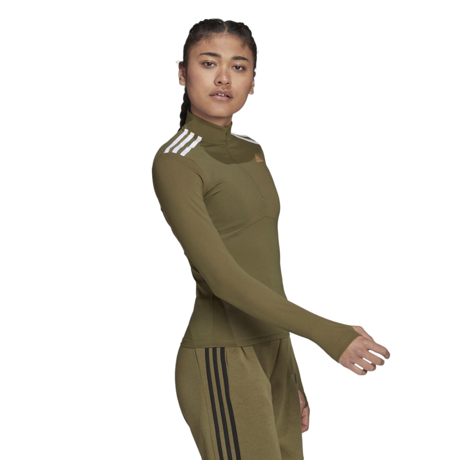 adidas Womens Hyperglam Quarter-Zip Tee - Green
