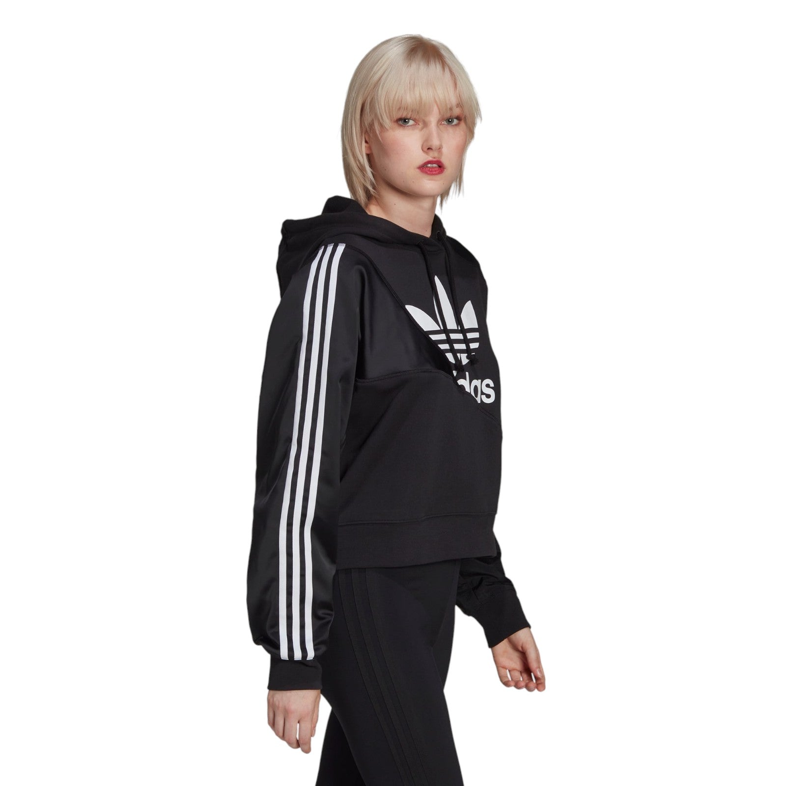 adidas Originals Womens Adicolor Split Trefoil Hoodie - Black