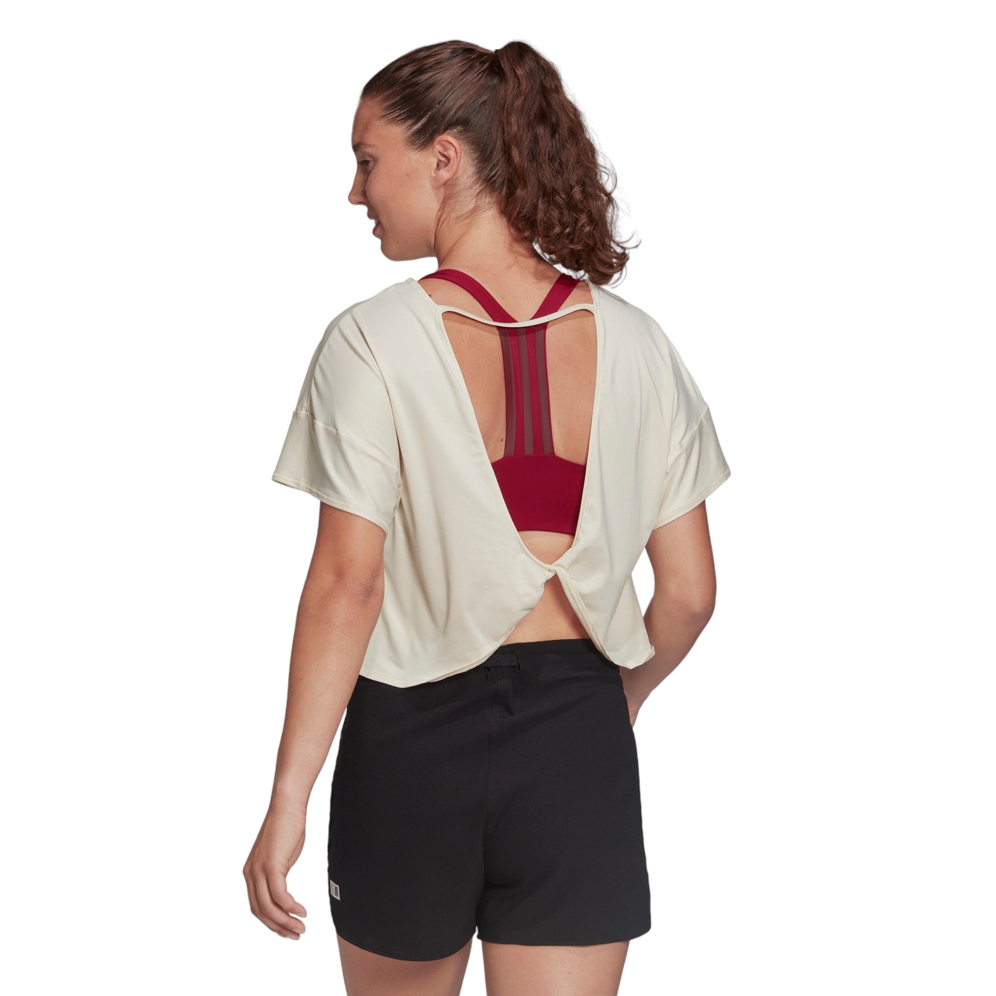 adidas Womens Studio Backless Tee - Beige