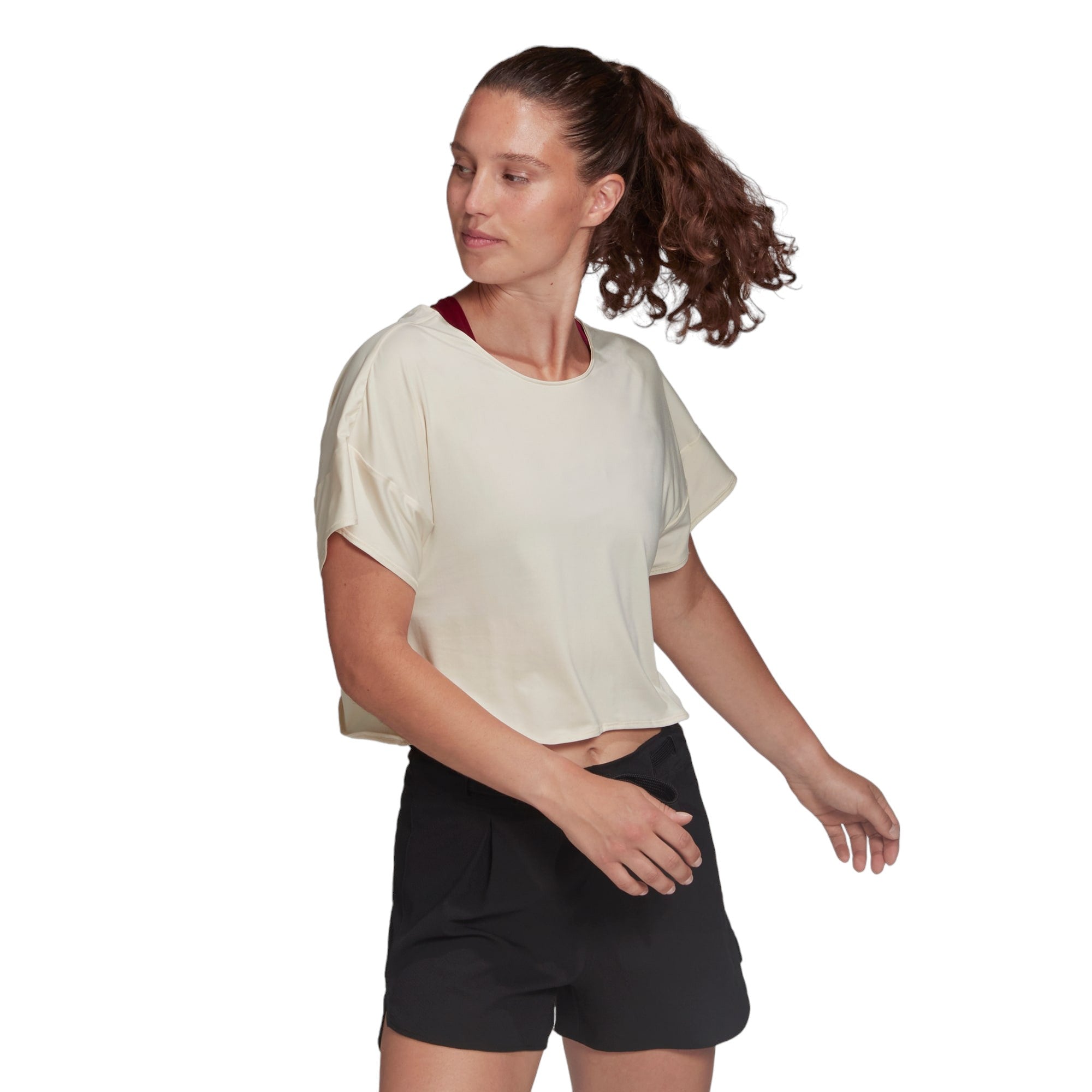 adidas Womens Studio Backless Tee - Beige