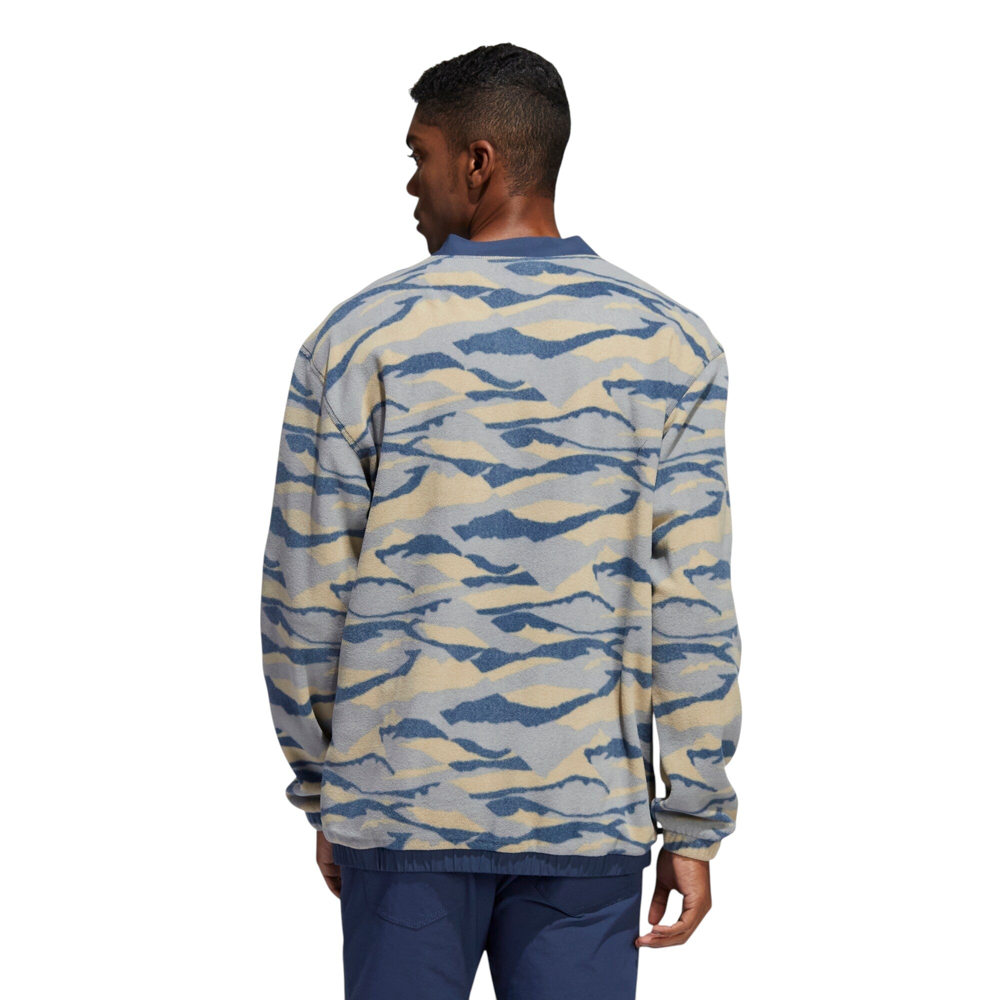adidas Texture-Print Crew Golf Sweatshirt - Beige