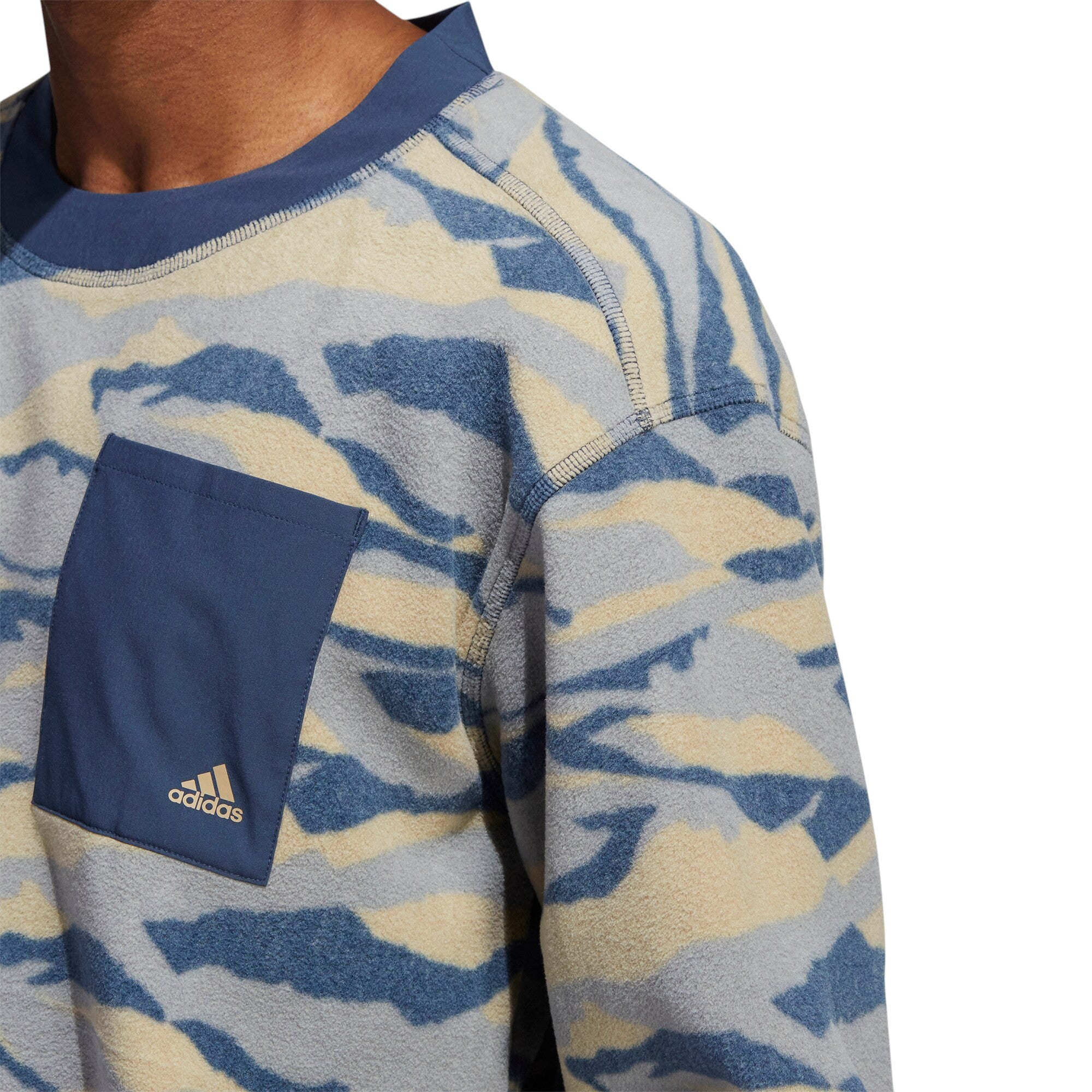 adidas Texture-Print Crew Golf Sweatshirt - Beige