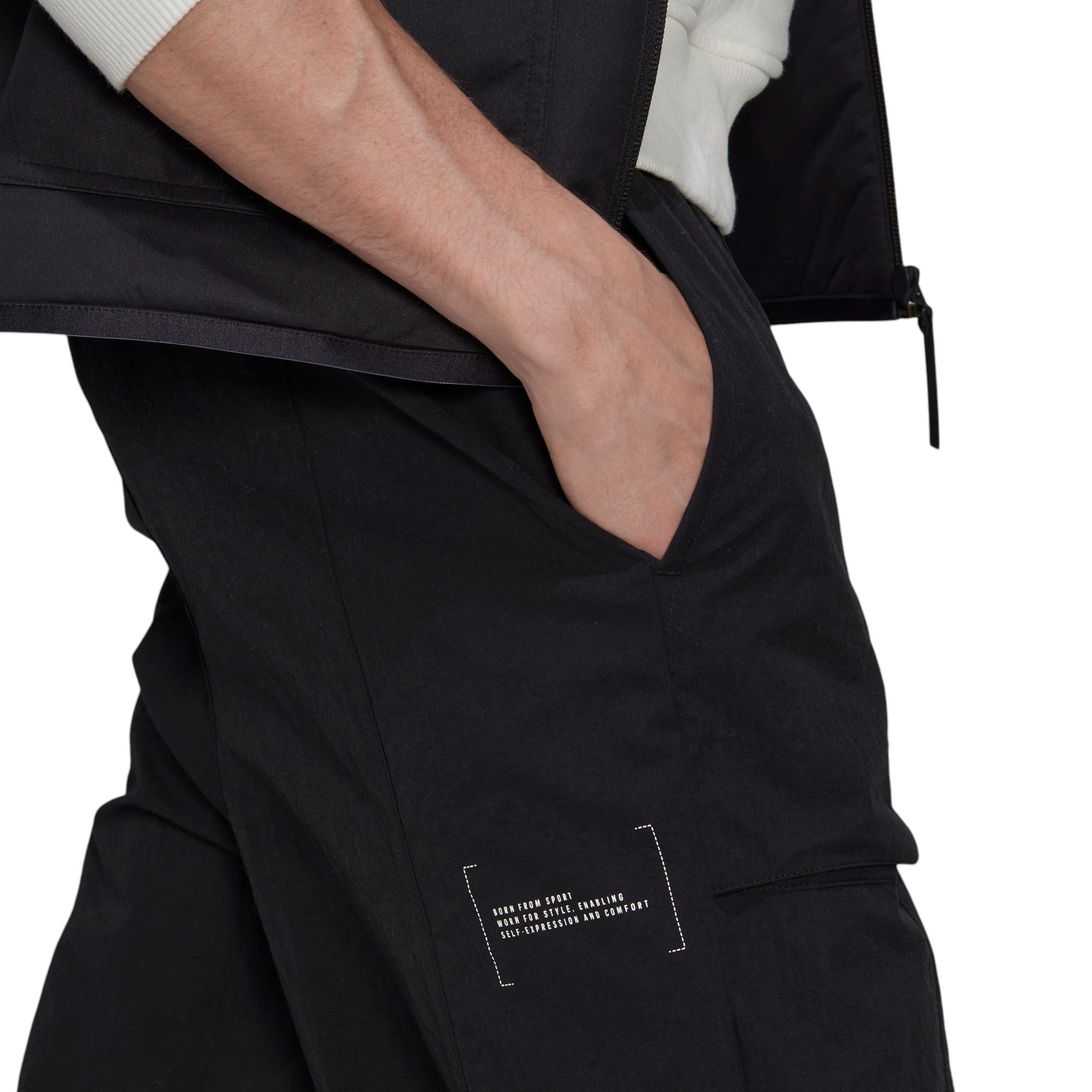 adidas Men's Cargo Track Pants Nylon Joggers - Black