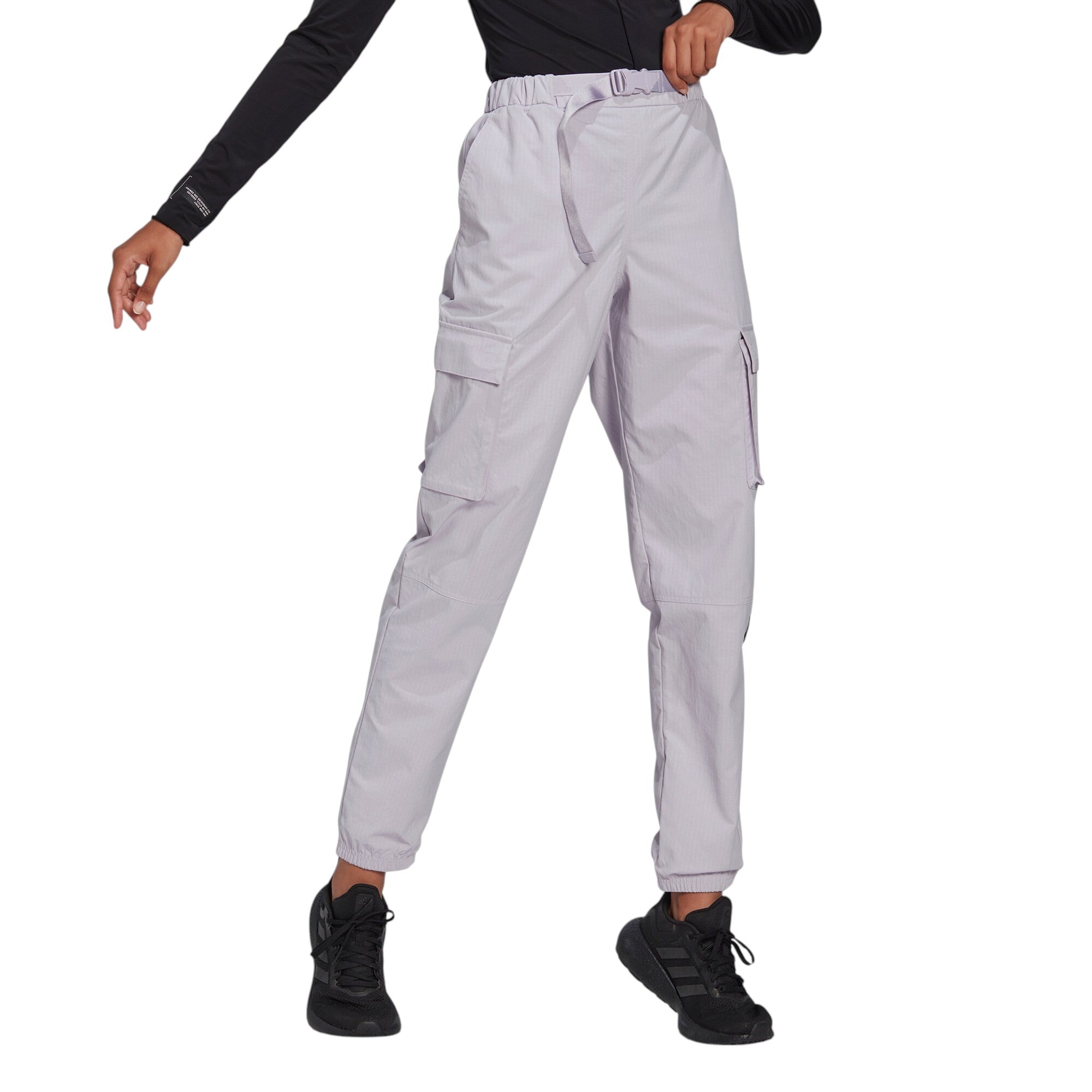 adidas Womens Training Future Lounge Rubber Logo Cargo Pants - Purple