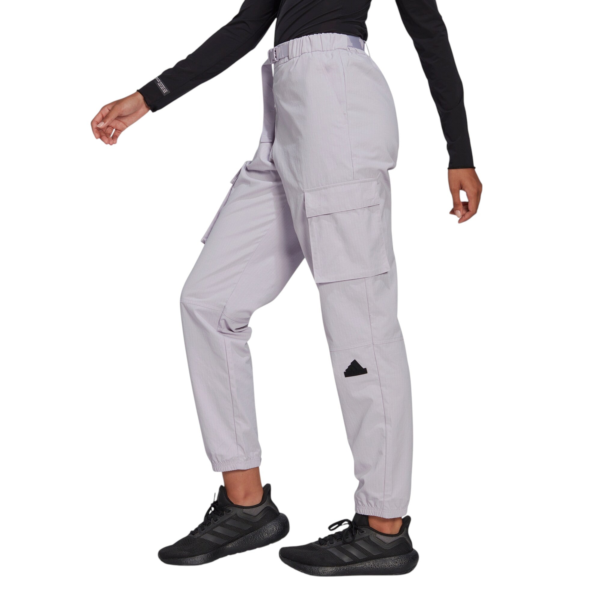 adidas Womens Training Future Lounge Rubber Logo Cargo Pants - Purple