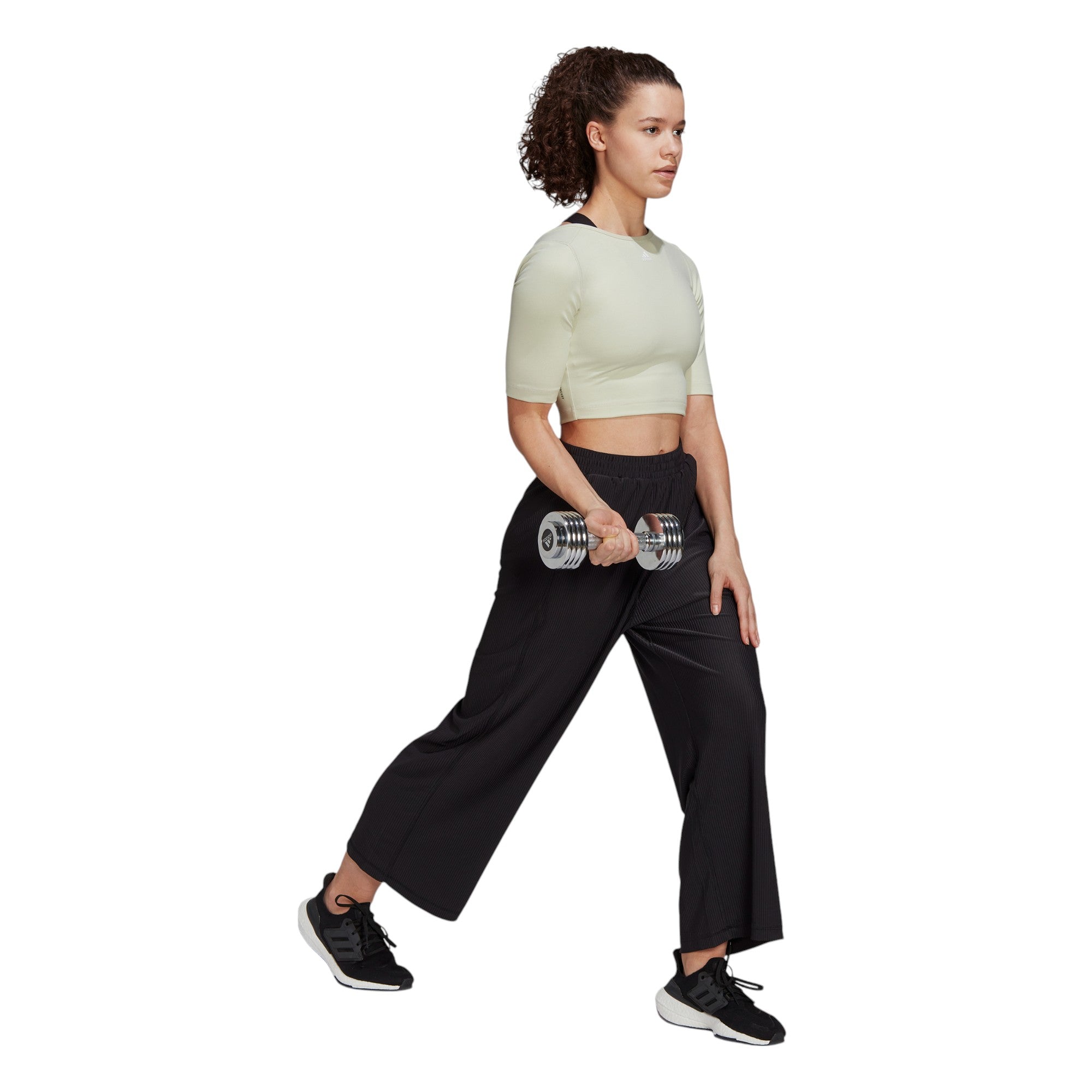 adidas Womens AEROREADY Studio Open-Back Top - Beige