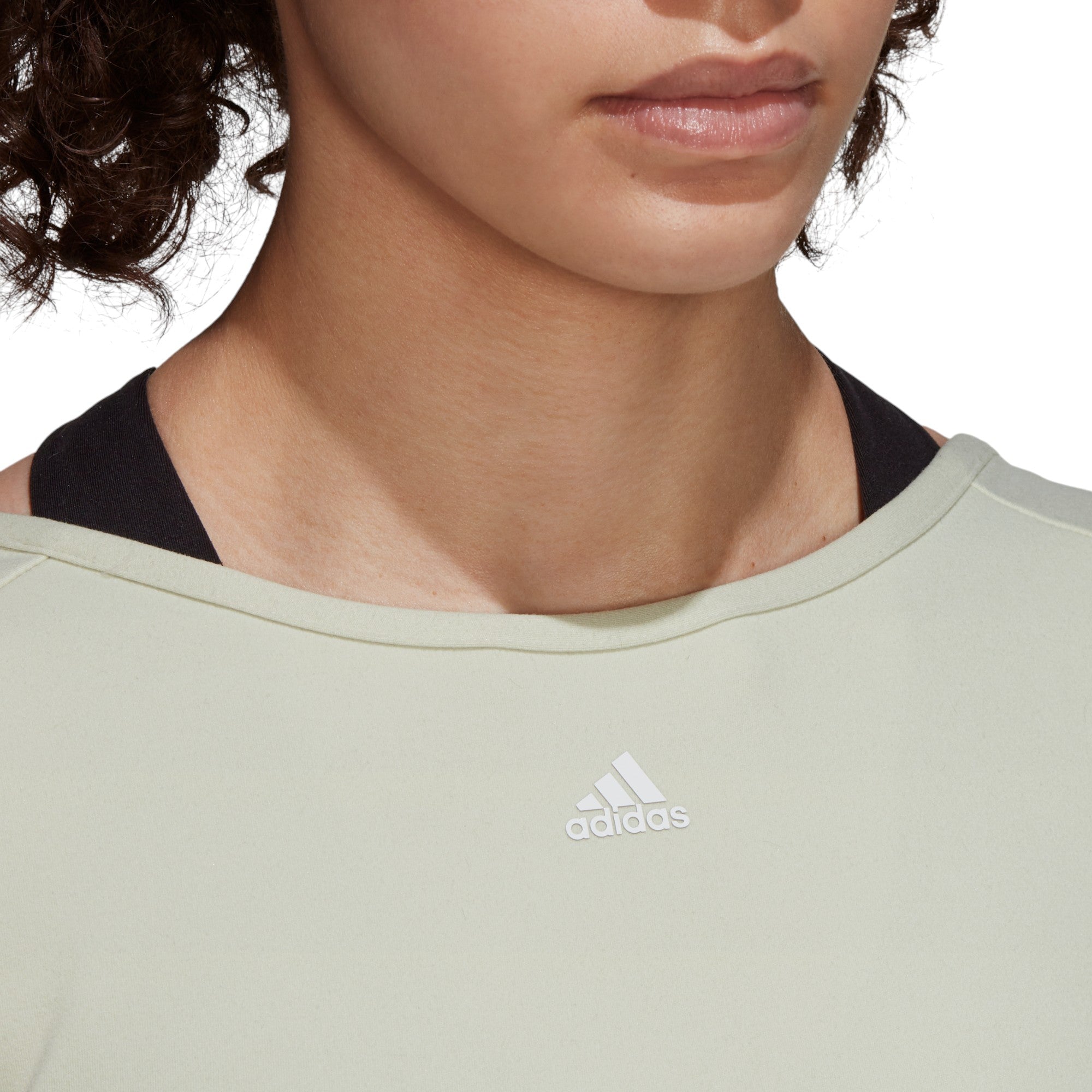 adidas Womens AEROREADY Studio Open-Back Top - Beige