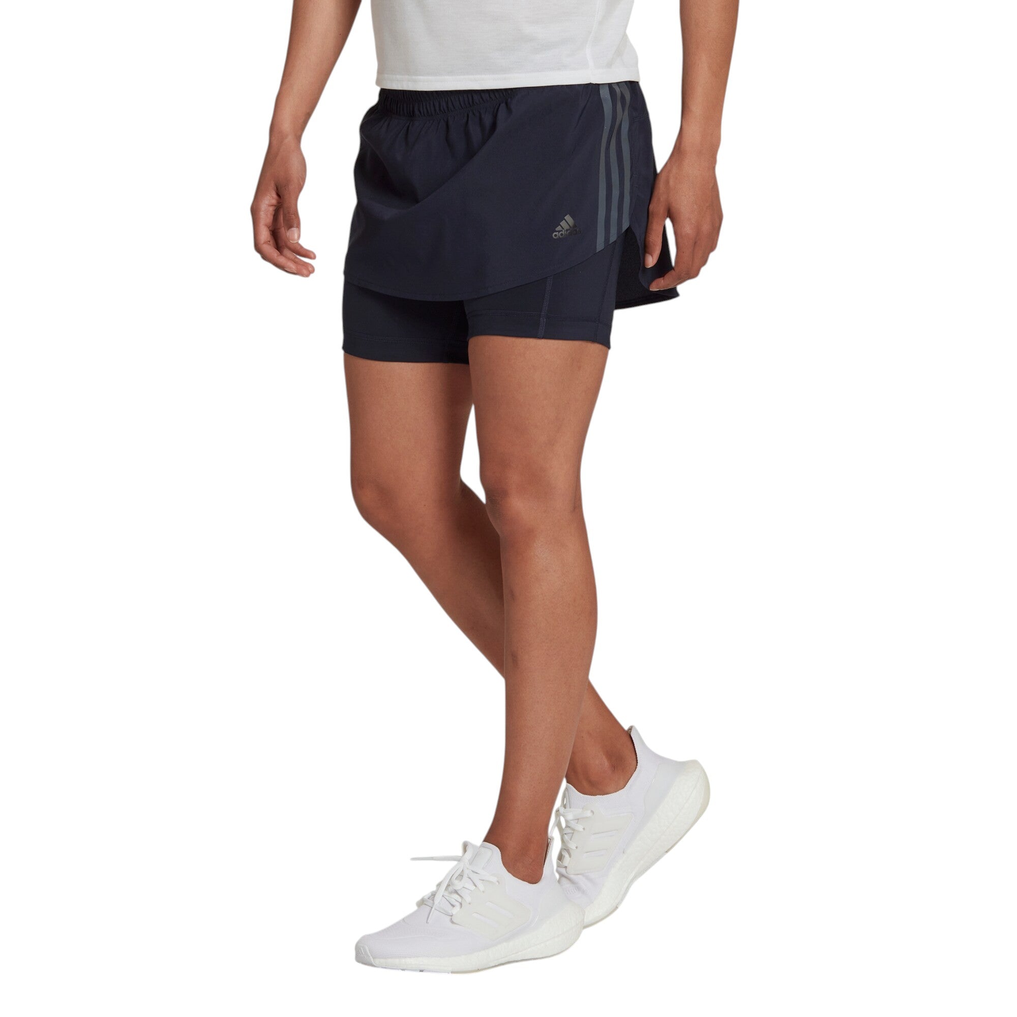 adidas Womens Run Icons 3-Stripes Running Skort - Blue