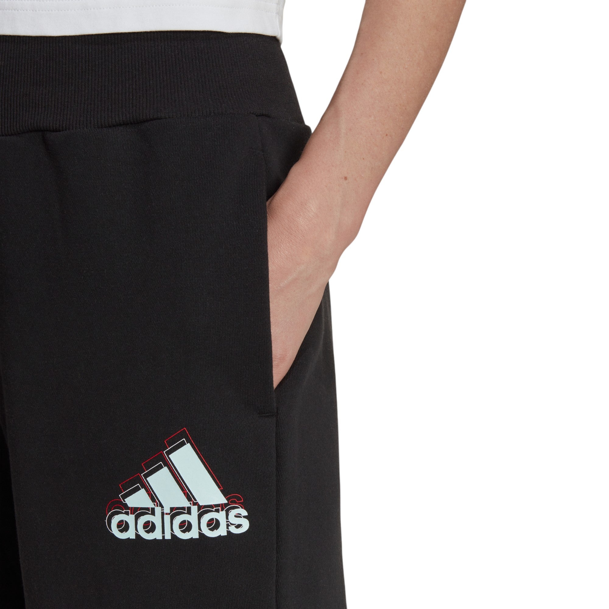 adidas Womens Essentials Multi-Colored Logo Joggers - Black
