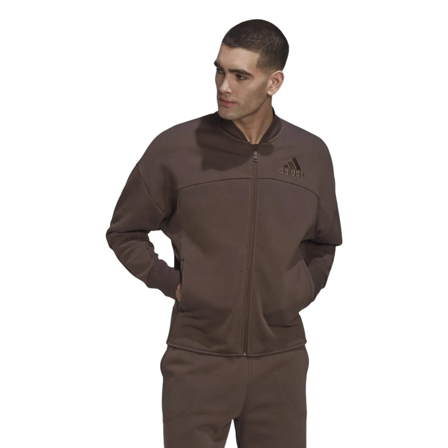 adidas Studio Lounge Fleece Track Top - Brown
